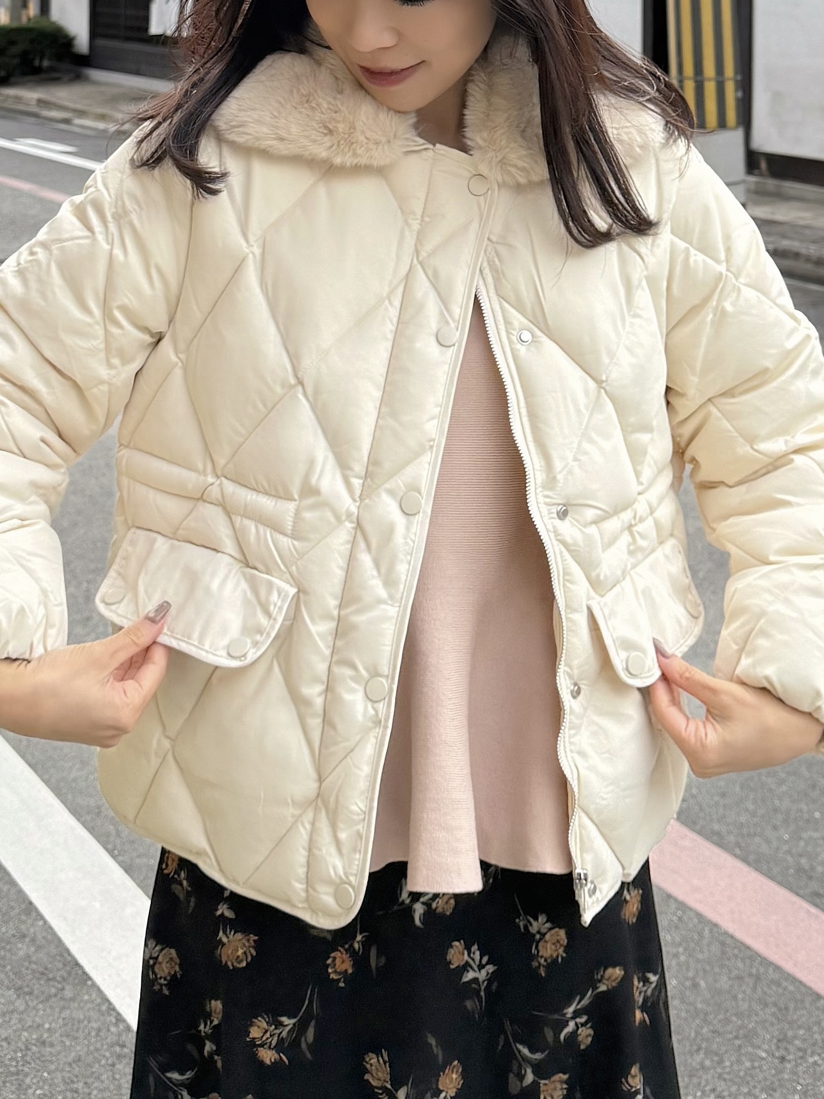 2色•毛毛領夾綿拉鍊外套