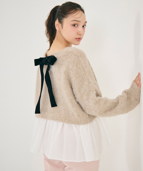 絲絨蝴蝶結傘擺冷衫