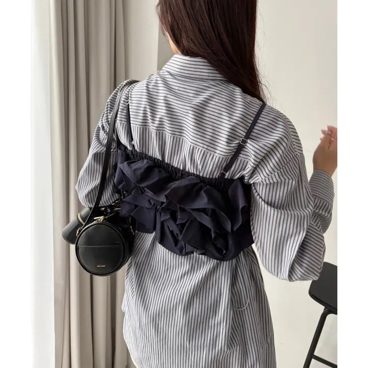 直條長恤衫+吊帶背心套裝