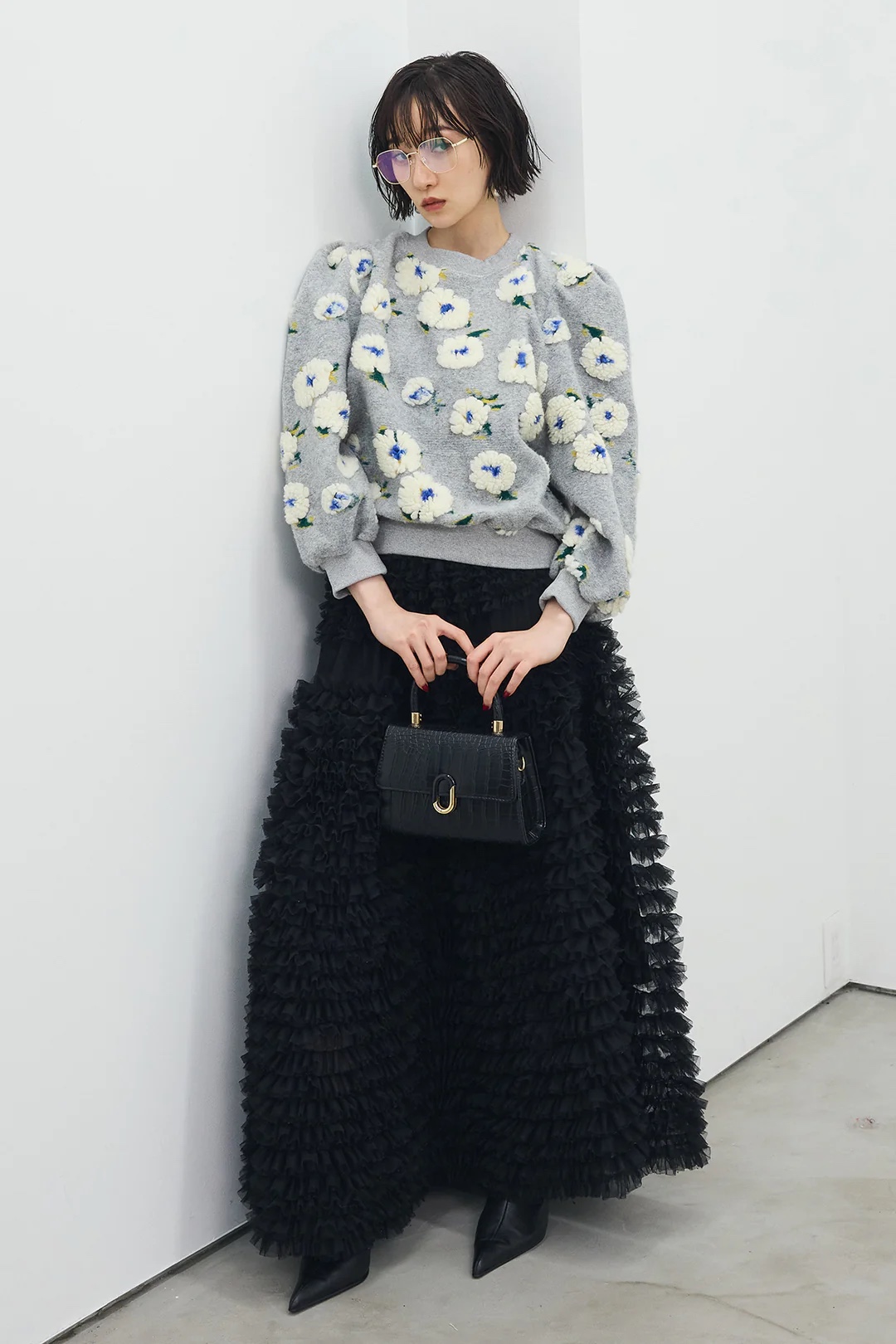 3色•層次紗紗長款半身裙