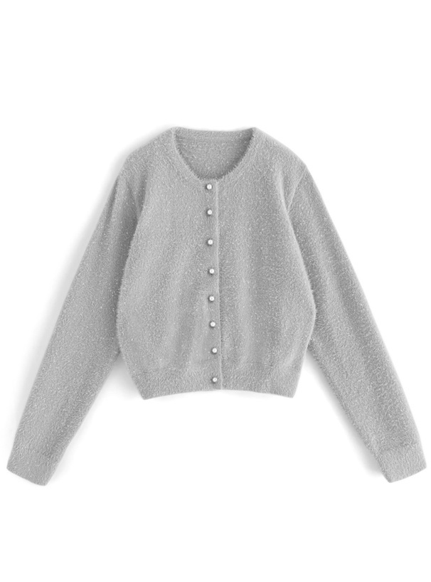 微閃薄款毛毛針織外套