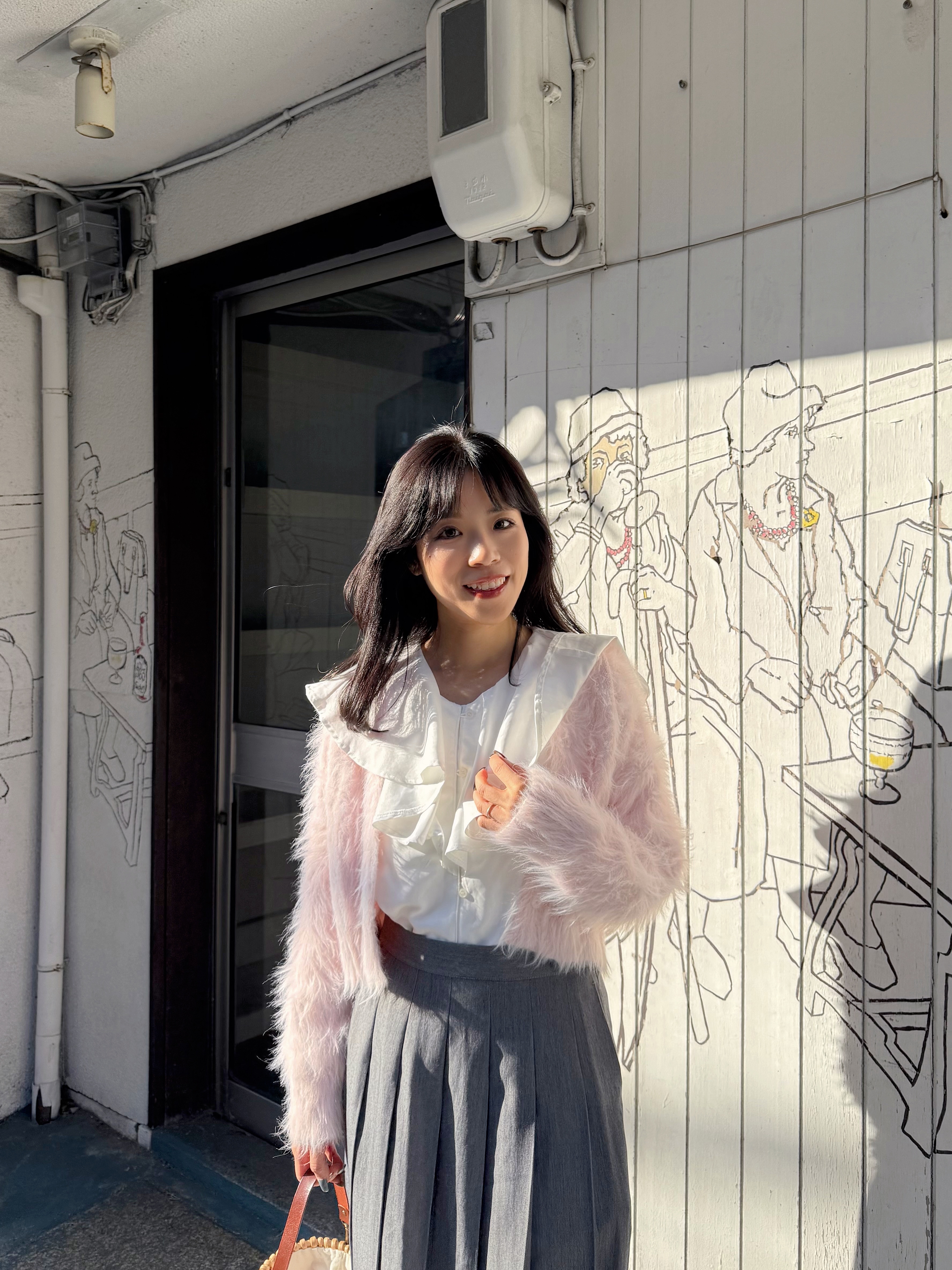 4色•毛毛淨色圓領外套