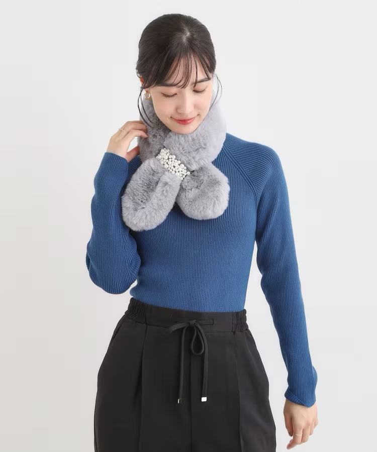 珍珠毛毛頸巾