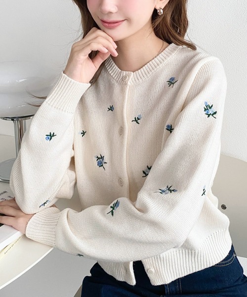3色•M-L碼•花卉刺繡針織外套