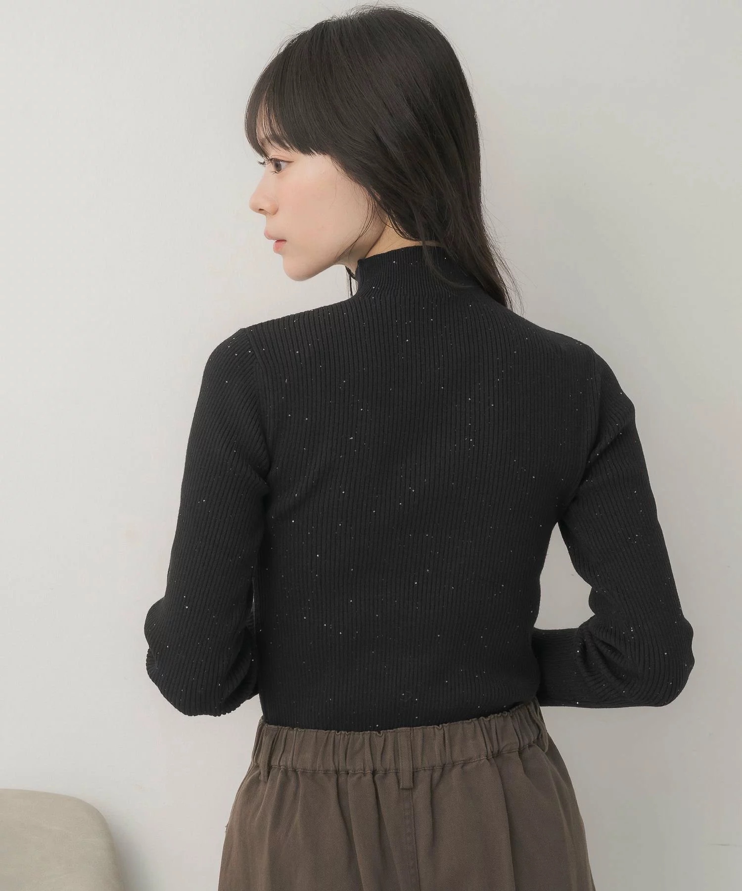 閃閃/ 淨色啞色扣閃閃企領針織