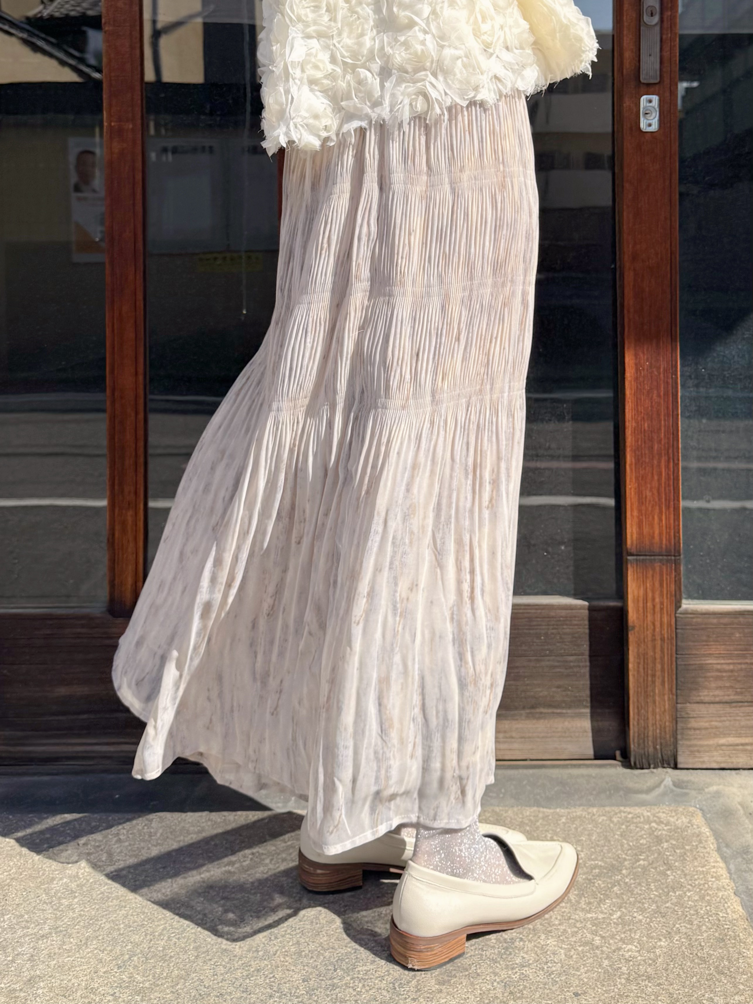 3色•水彩色百摺雪紡半身裙