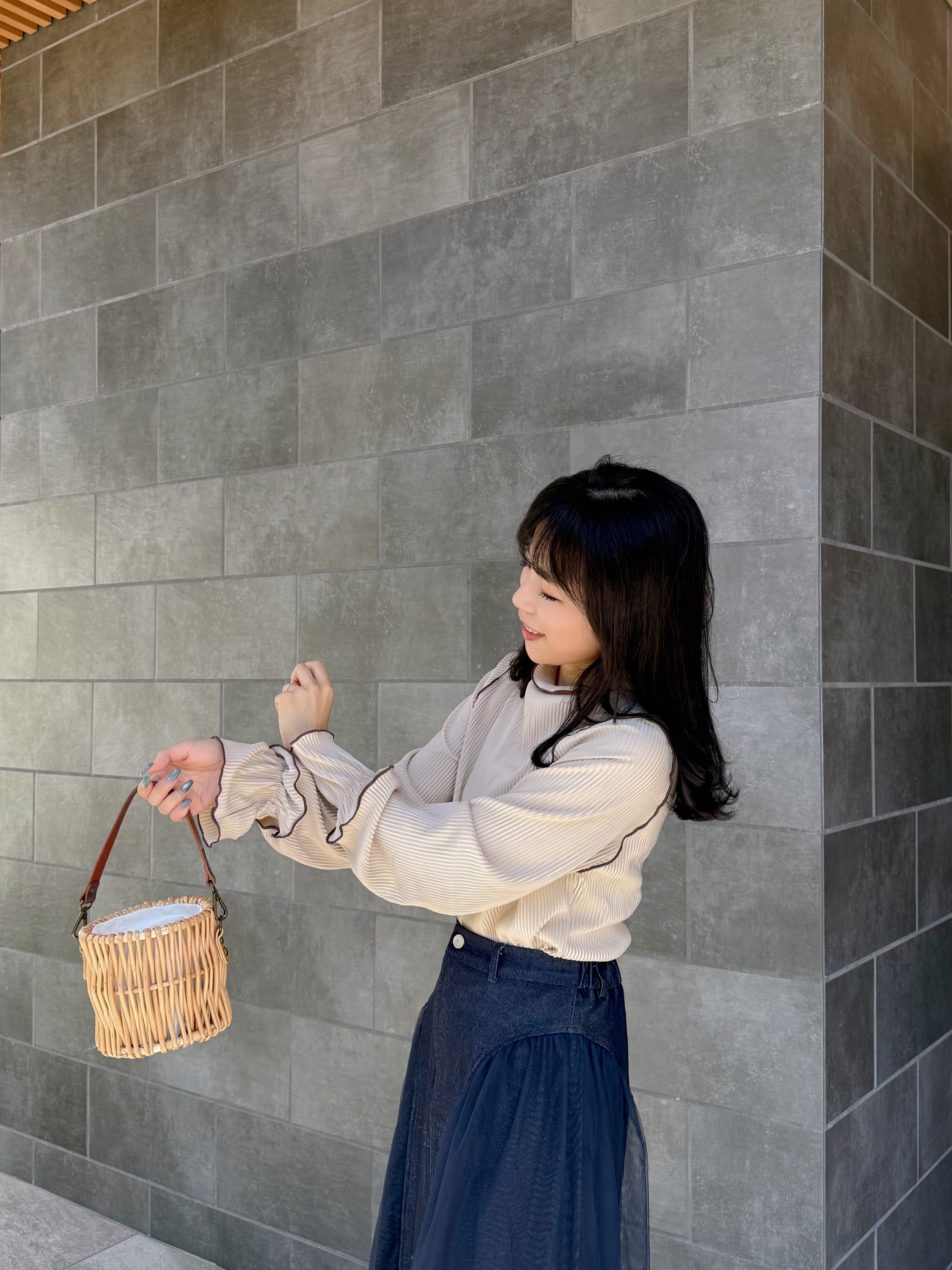 PreOrder•10月下旬•6色•2Way前後拼色百褶2層手袖上衣