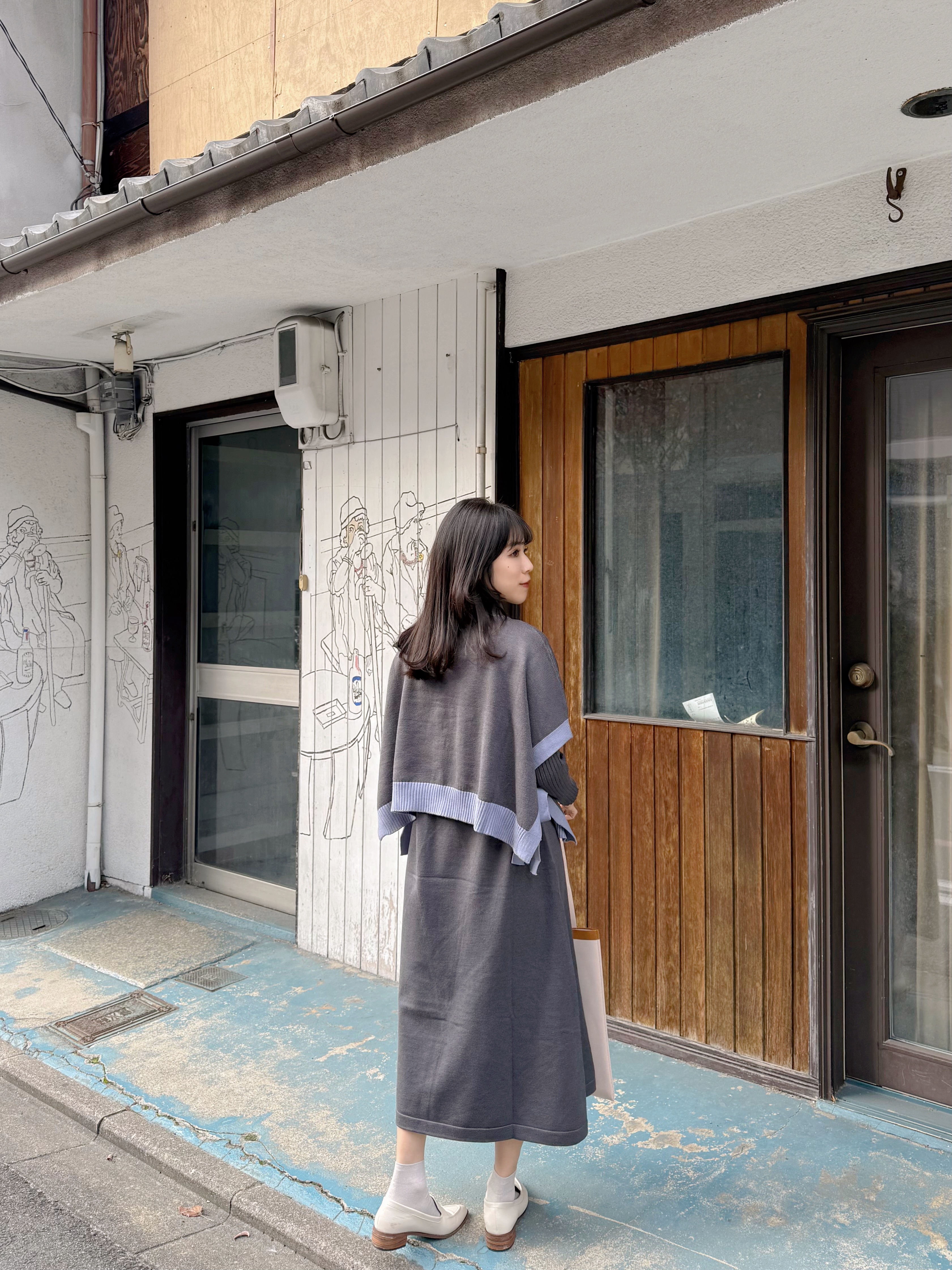 2種長度•10色•拼色斗蓬針織連身裙