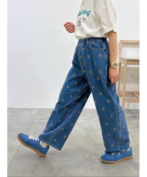 花花刺繡牛仔褲