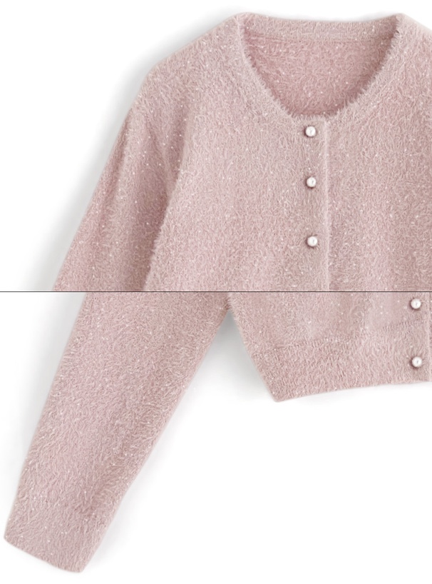 微閃薄款毛毛針織外套