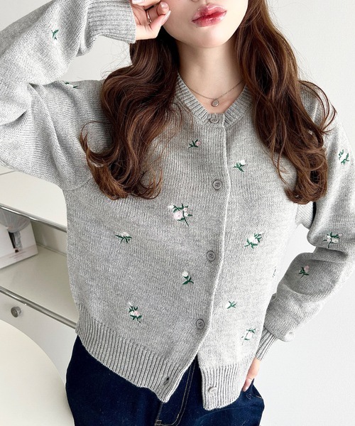 3色•M-L碼•花卉刺繡針織外套