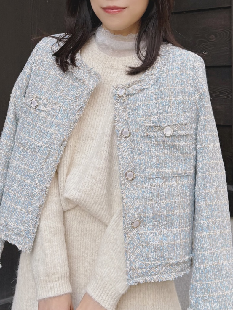 2色•圓領小香風Tweed外套