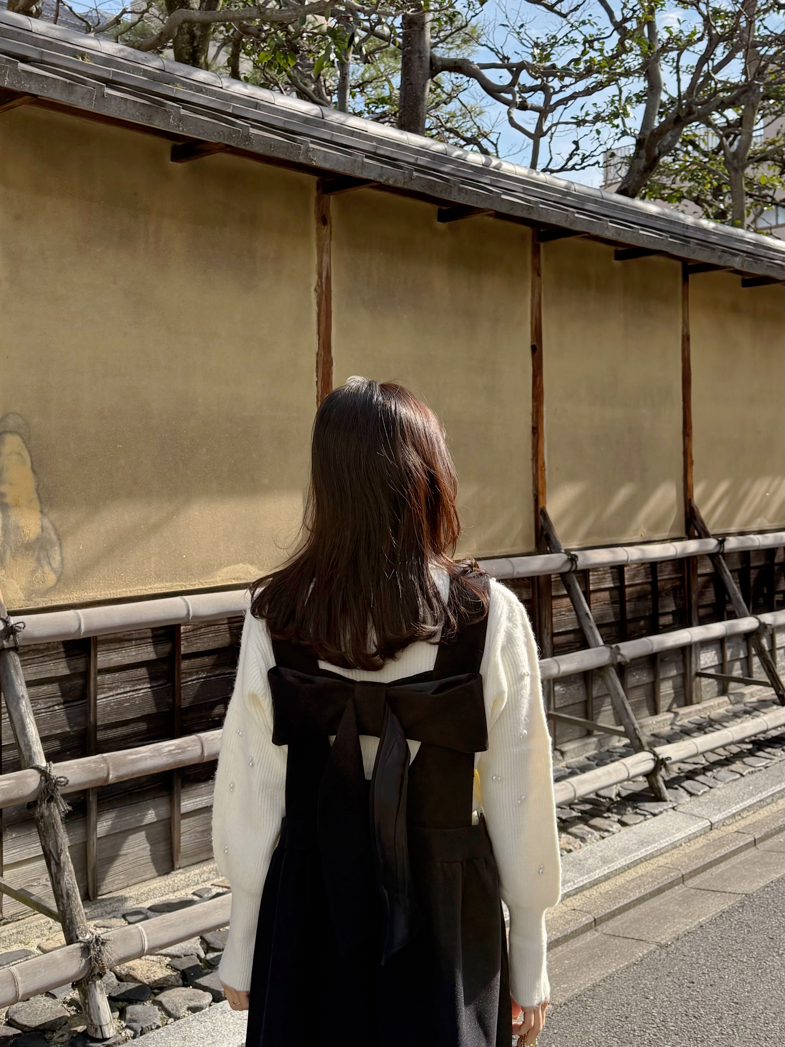 2色•2Way前後蝴蝶結薄絨連身裙