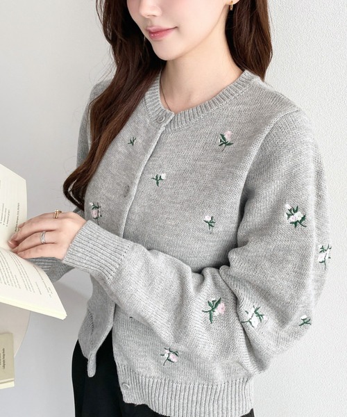 3色•M-L碼•花卉刺繡針織外套