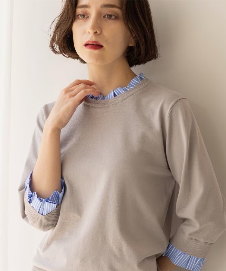 4色•M-L碼•荷葉邊拼接針織上衣(UV防護／隔熱／可機洗)
