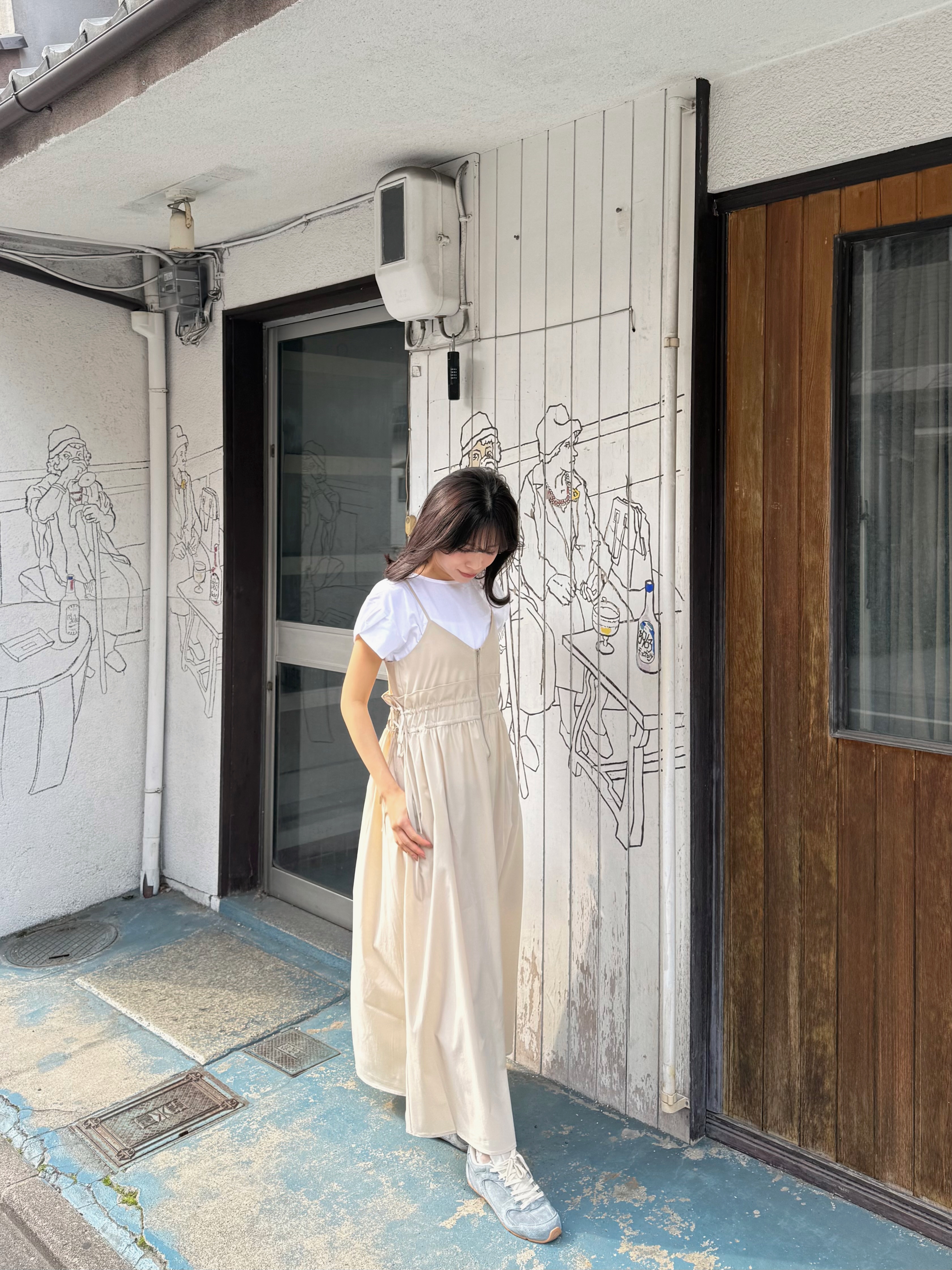 吊帶修腰A line雪紡連身裙