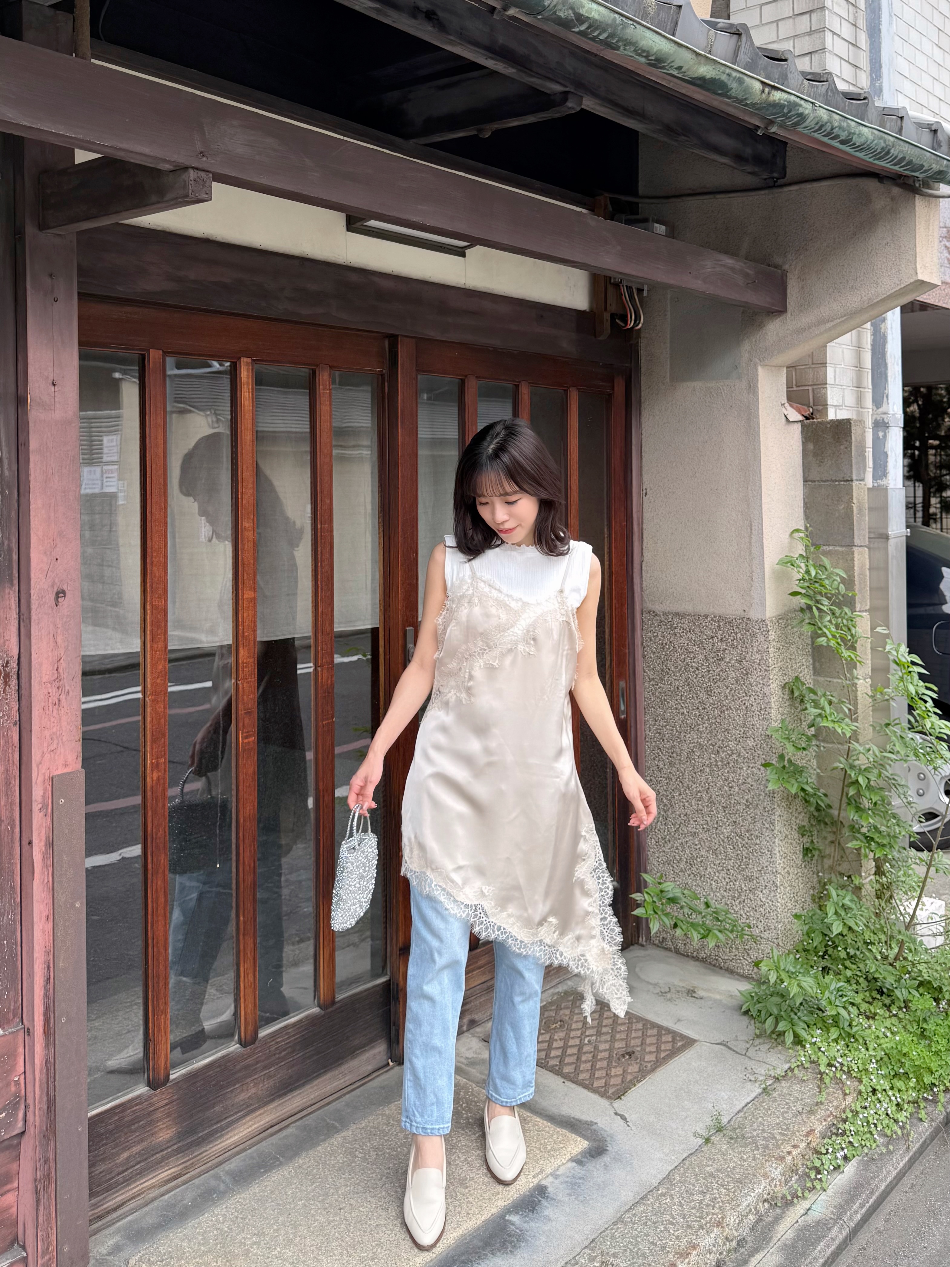 3色•蕾絲長款吊帶上衣
