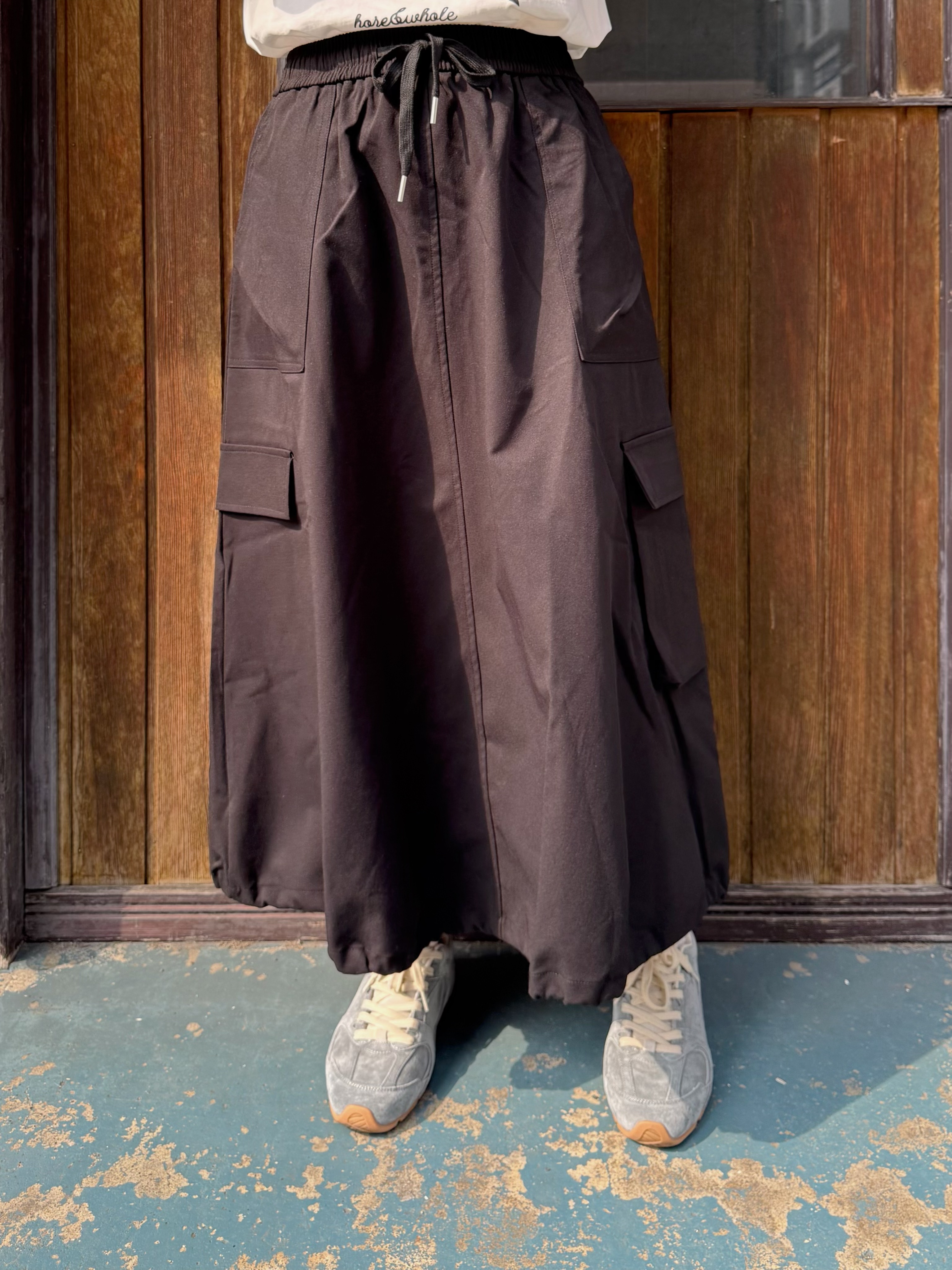 淨色泡泡有袋A line裙