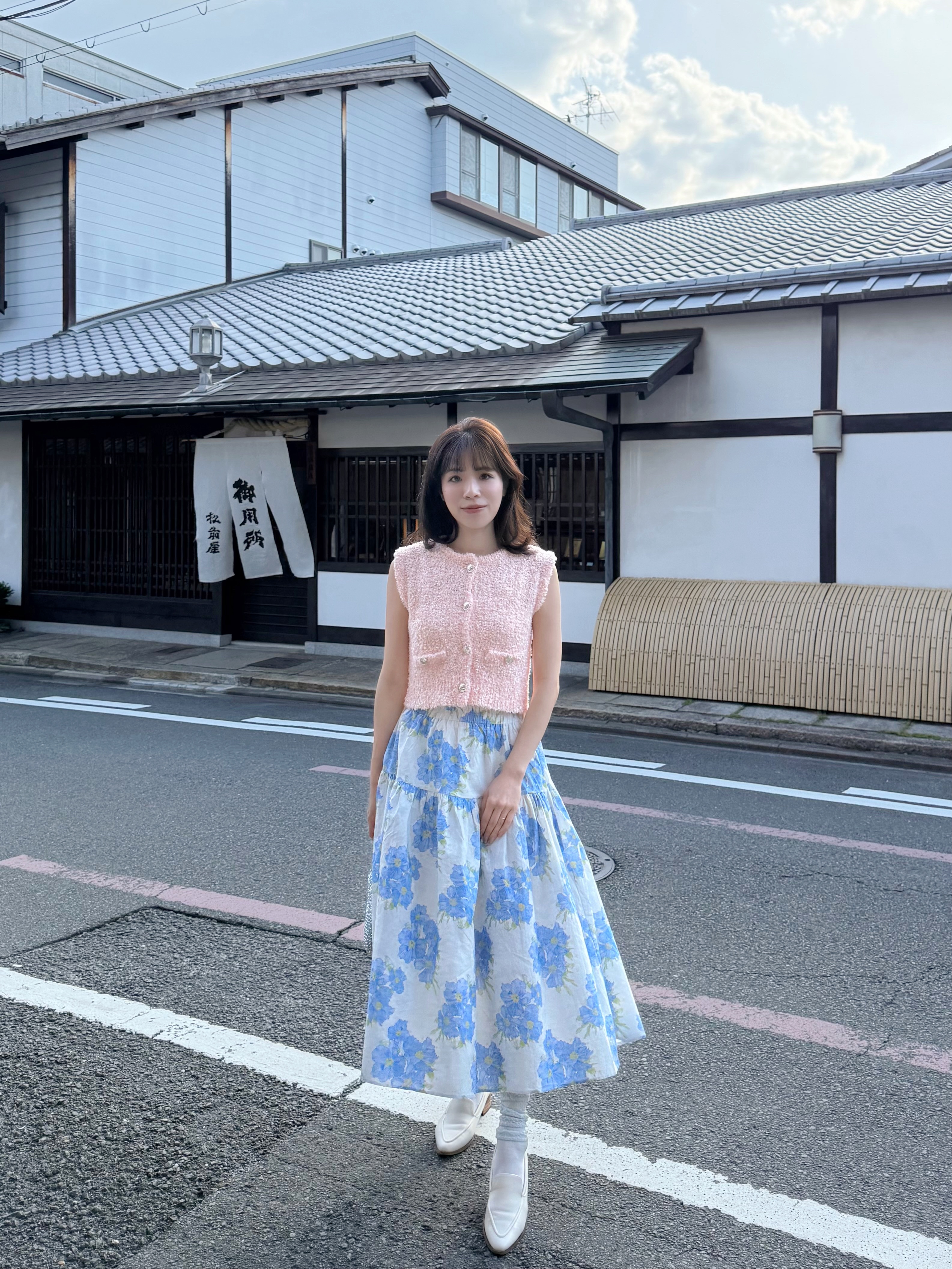 淡粉色銀扣Tweed背心