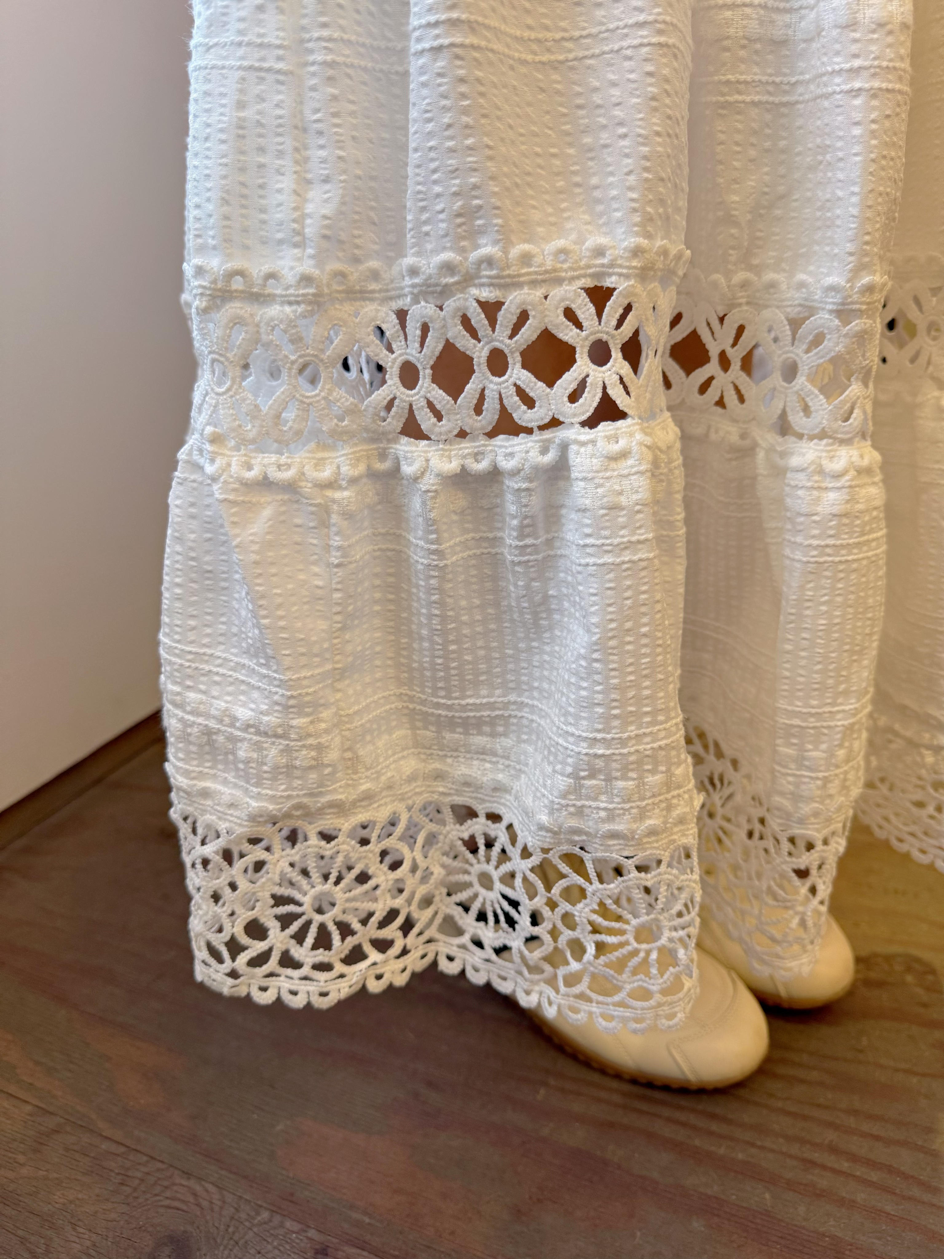 2色•蕾絲拼接雪紡半身裙