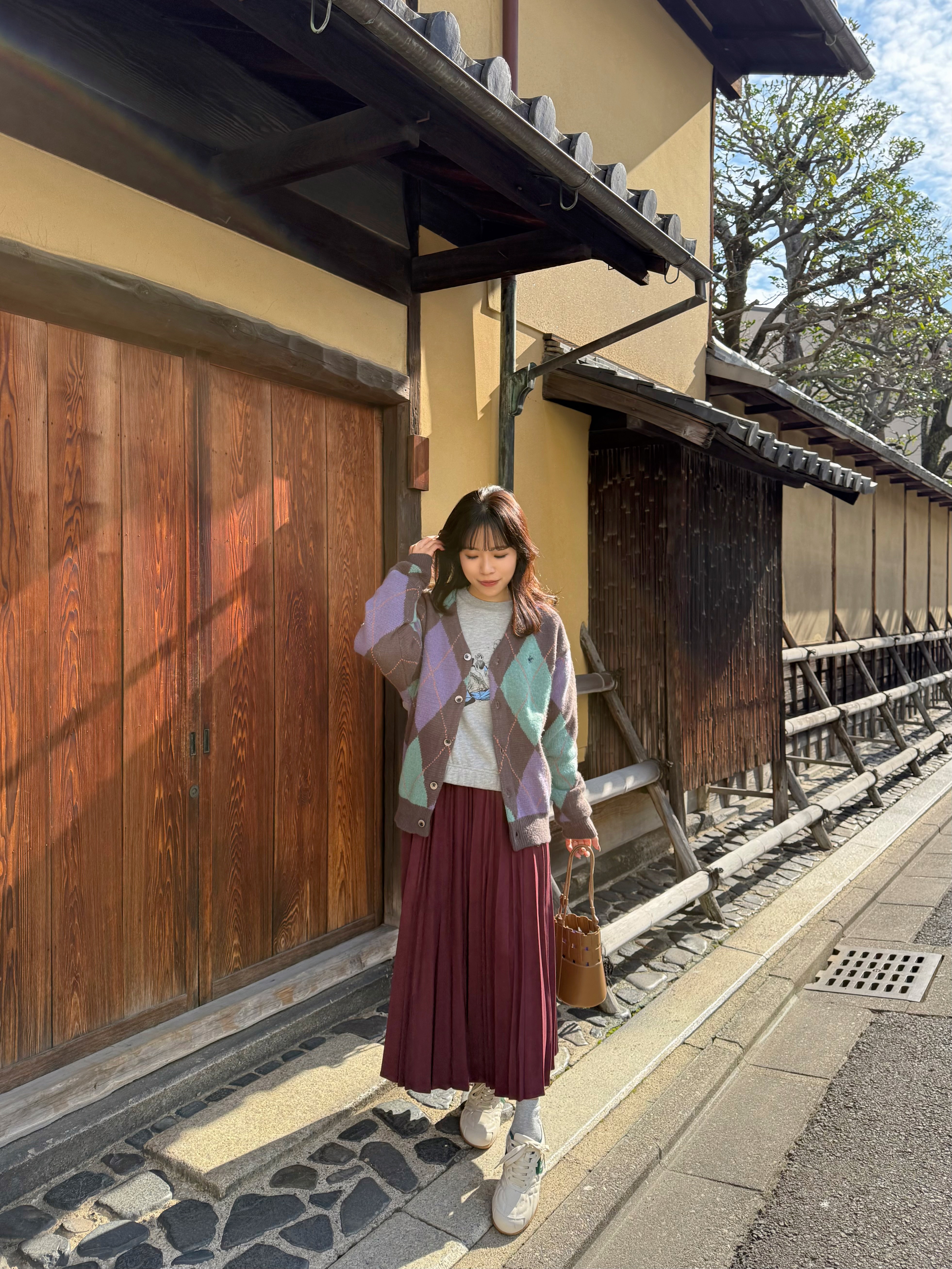 2色•拼色菱格紋Polo冷外套