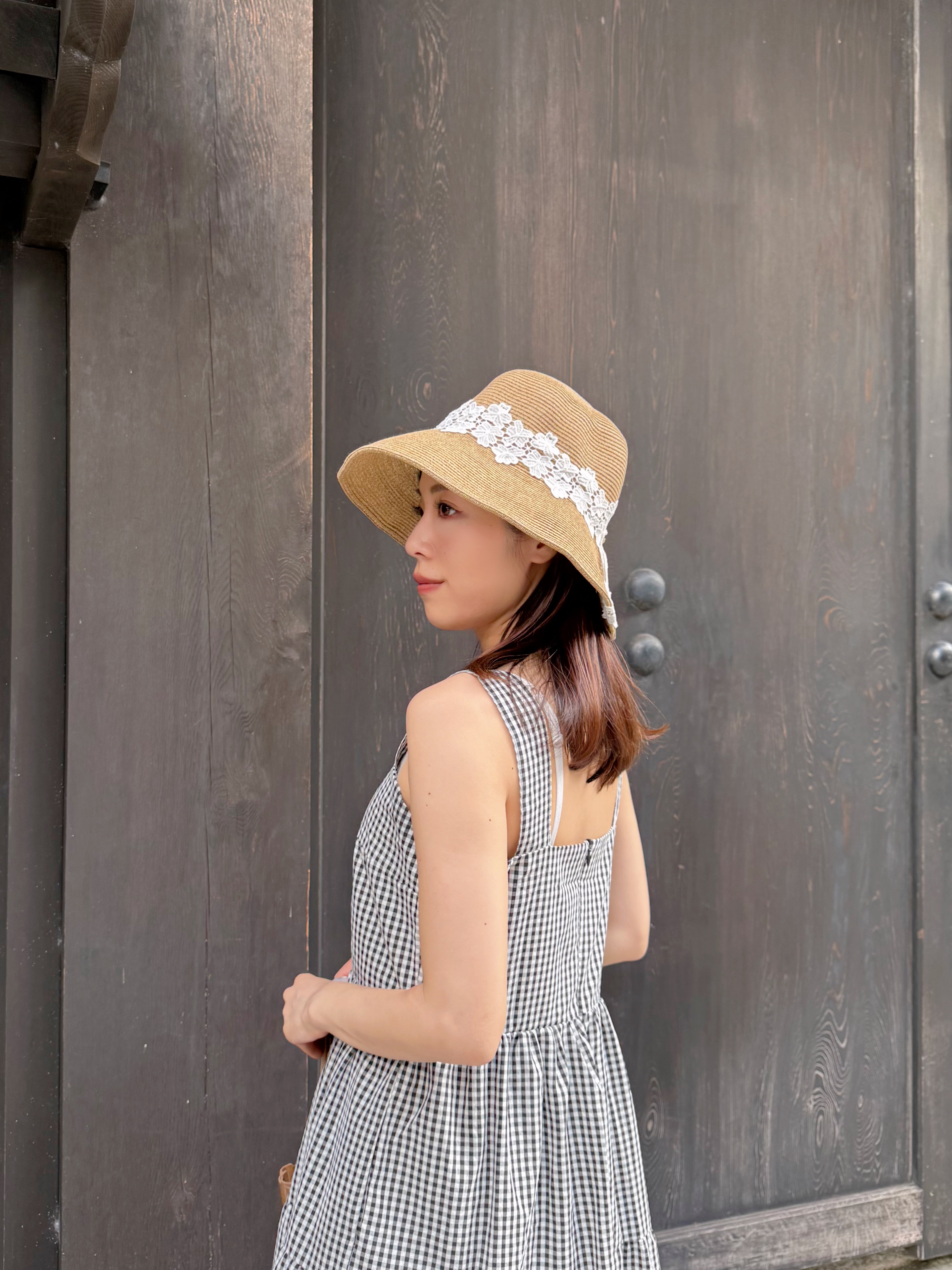 方領格仔背心連身裙