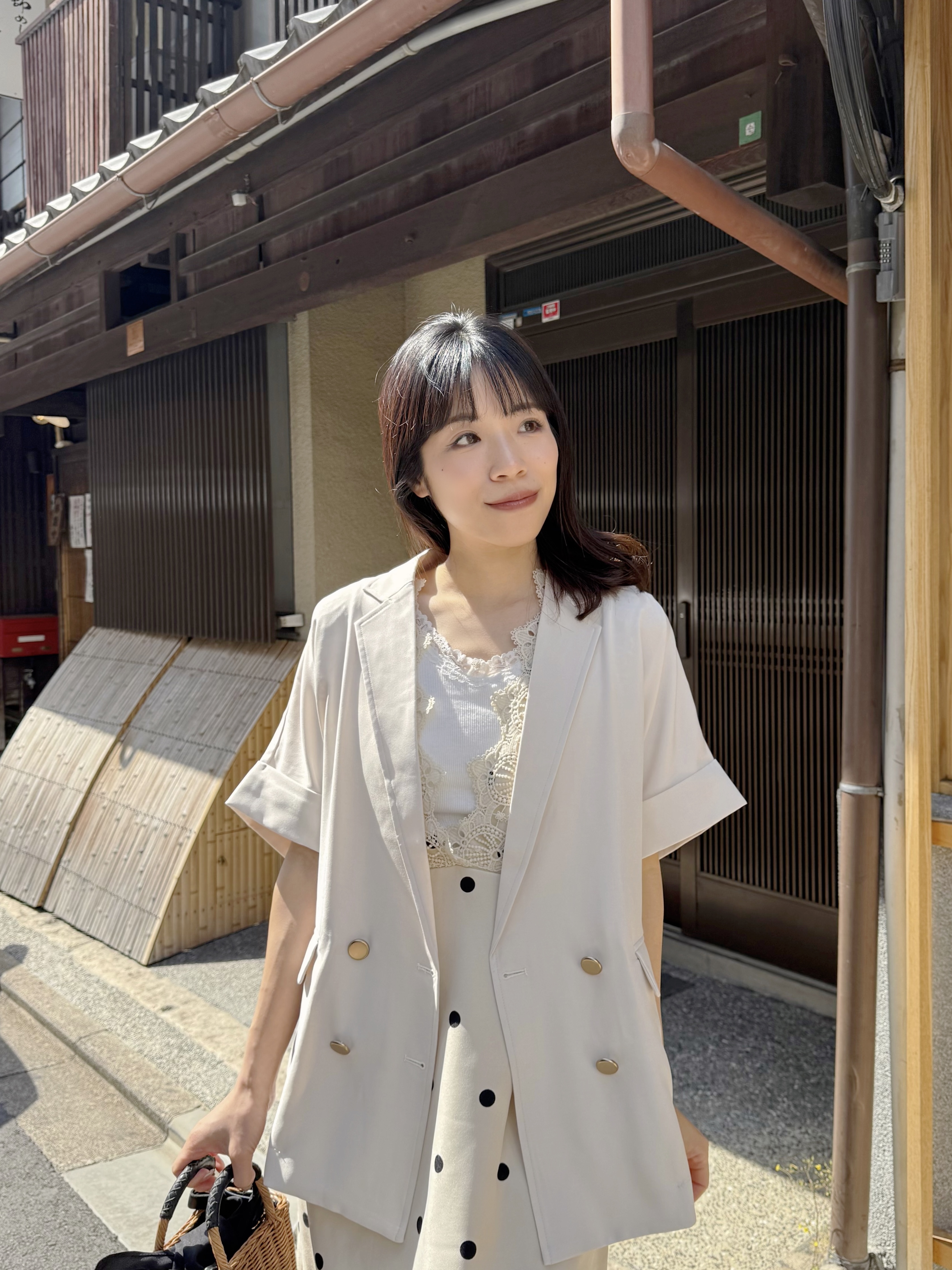 5分袖金扣西裝外套