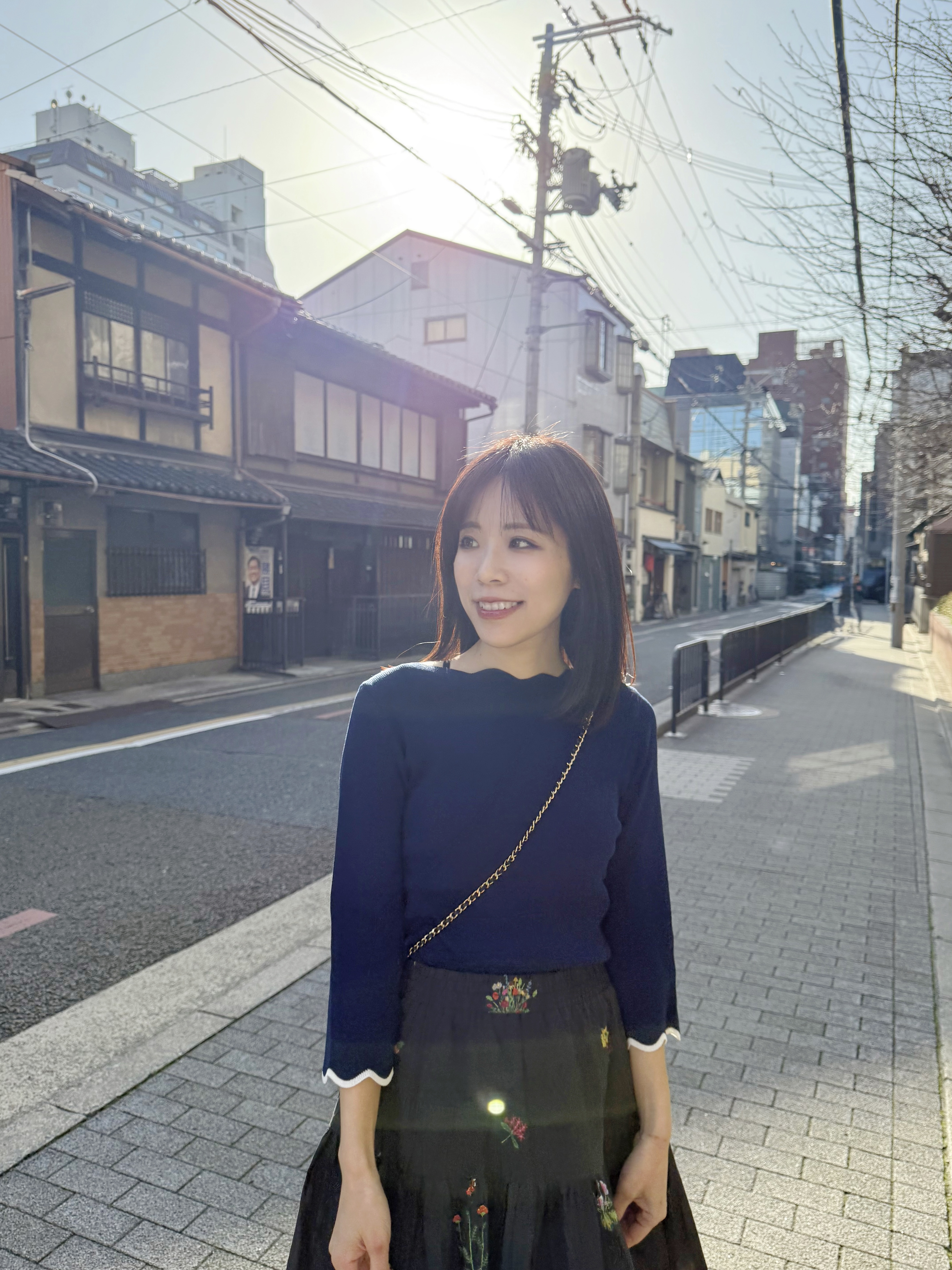 2色•拼色7分袖波浪邊針織上衣