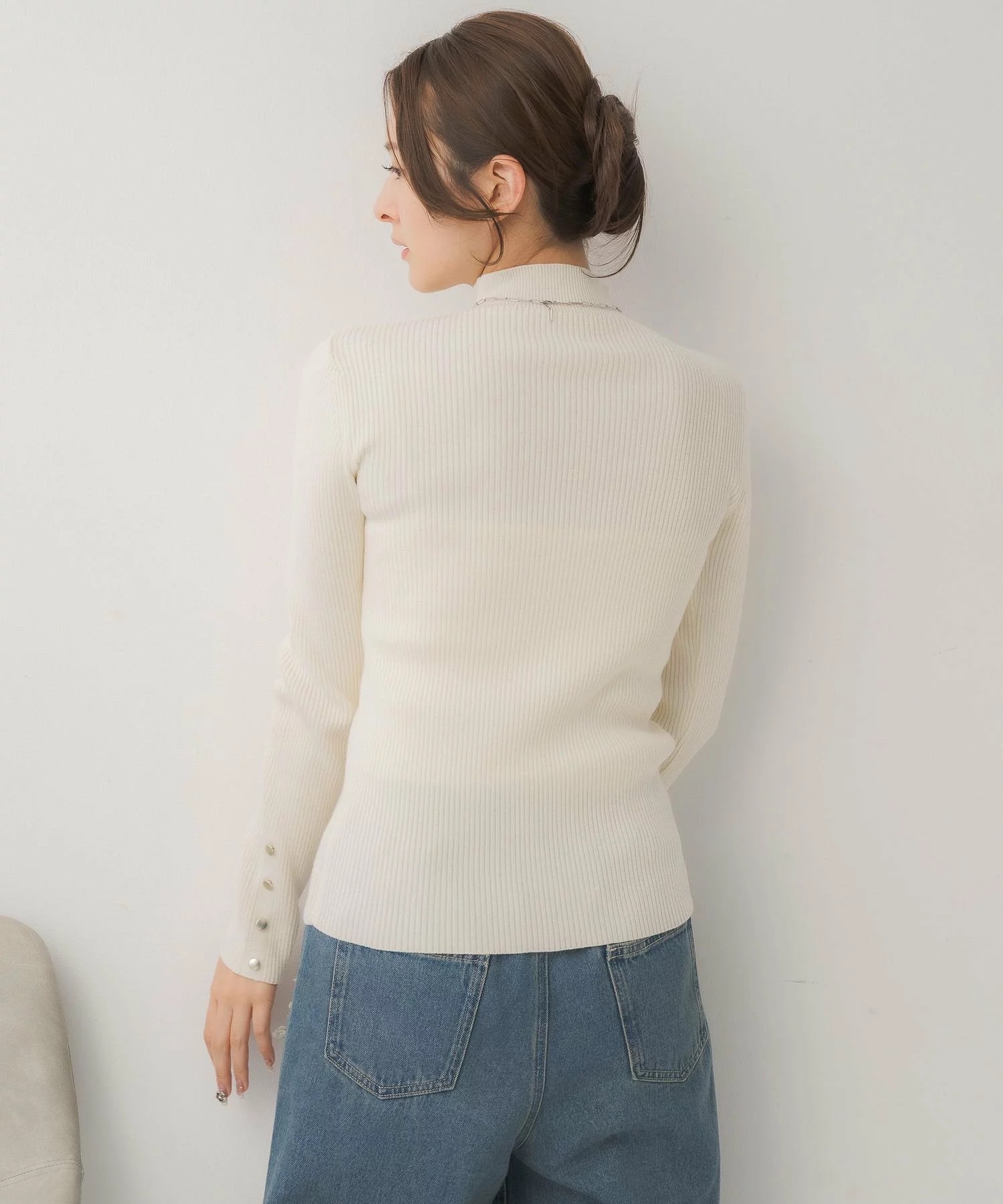 閃閃/ 淨色啞色扣閃閃企領針織