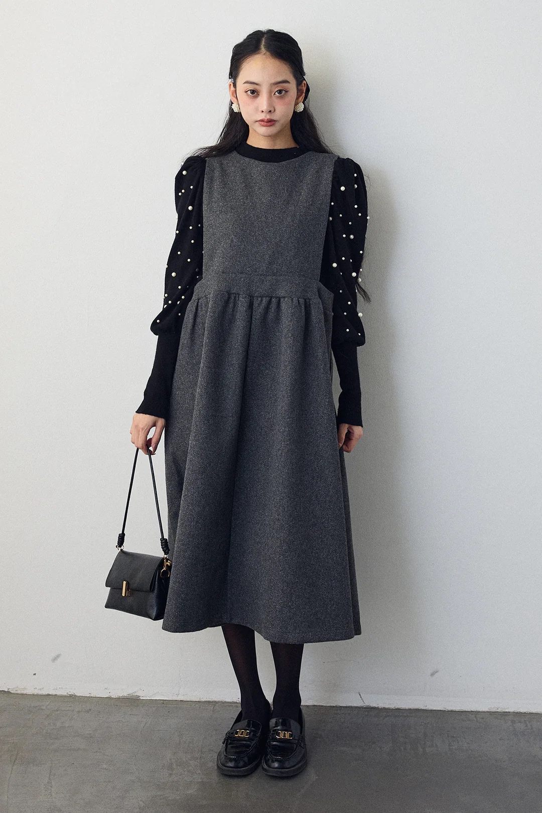 2Way前後蝴蝶結薄絨連身裙