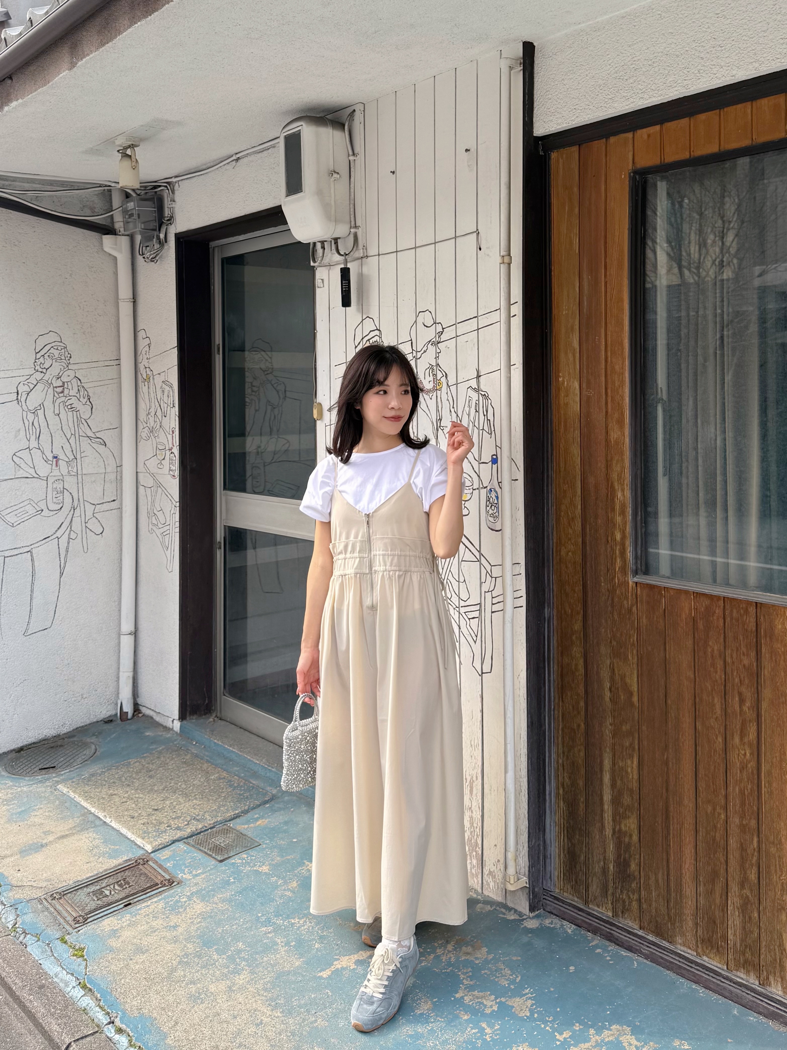 吊帶修腰A line雪紡連身裙