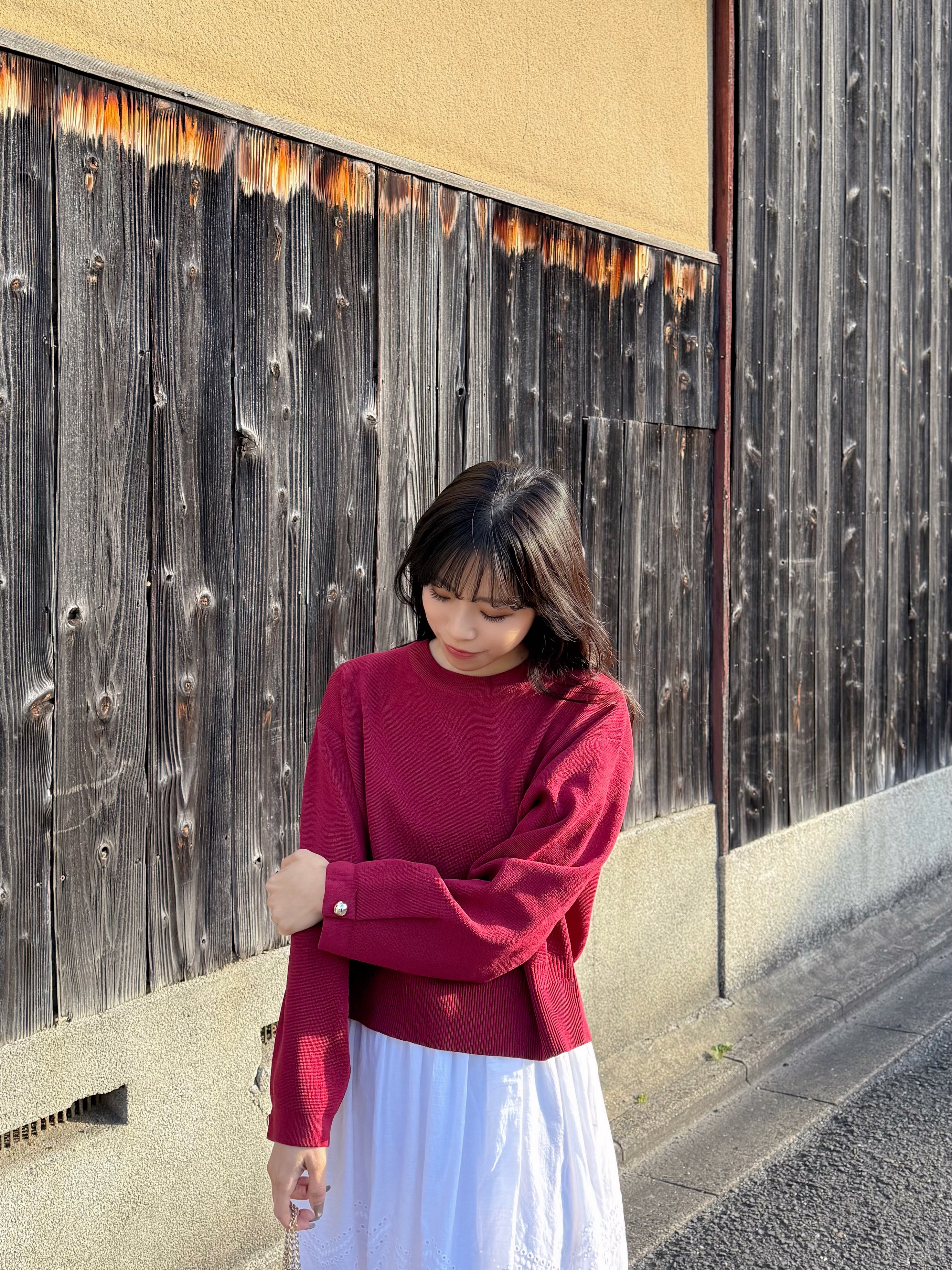 7色•金扣手袖防起毛粒針織上衣