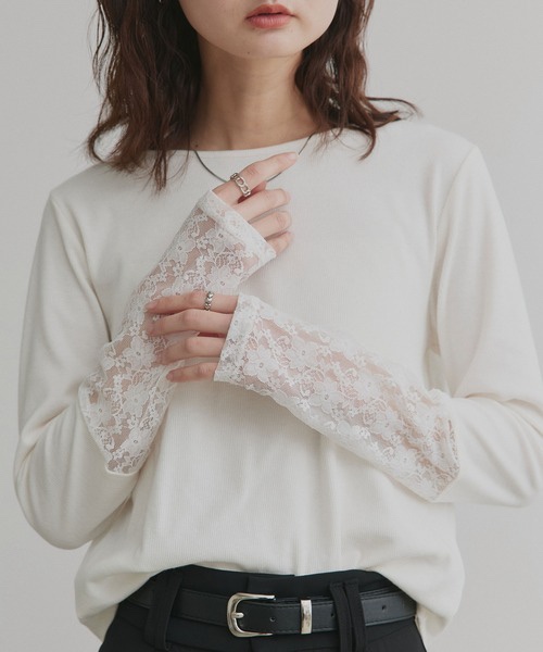 15色•蕾絲/ 閃閃拼袖半透上衣