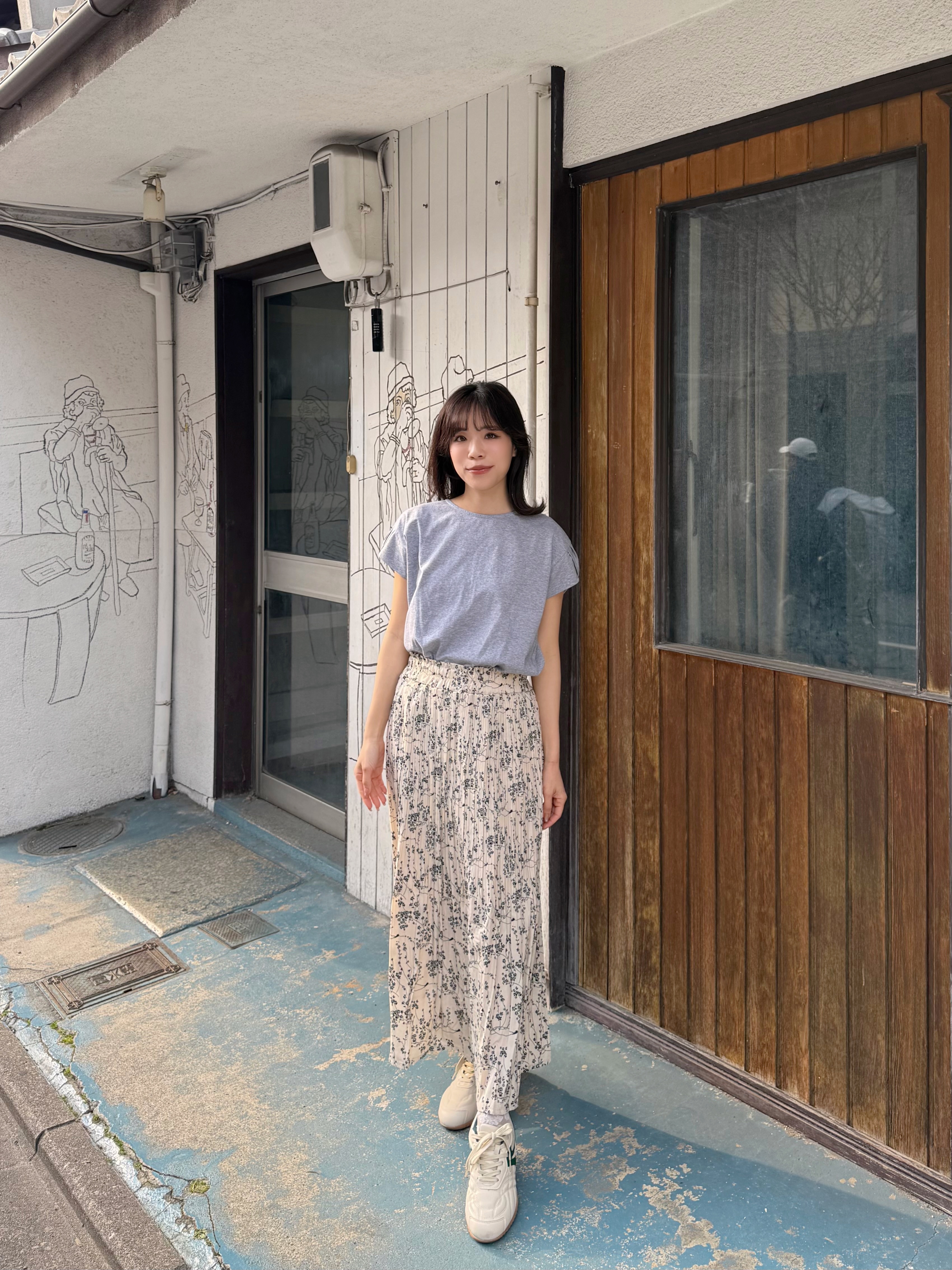 碎花百褶雪紡半身裙