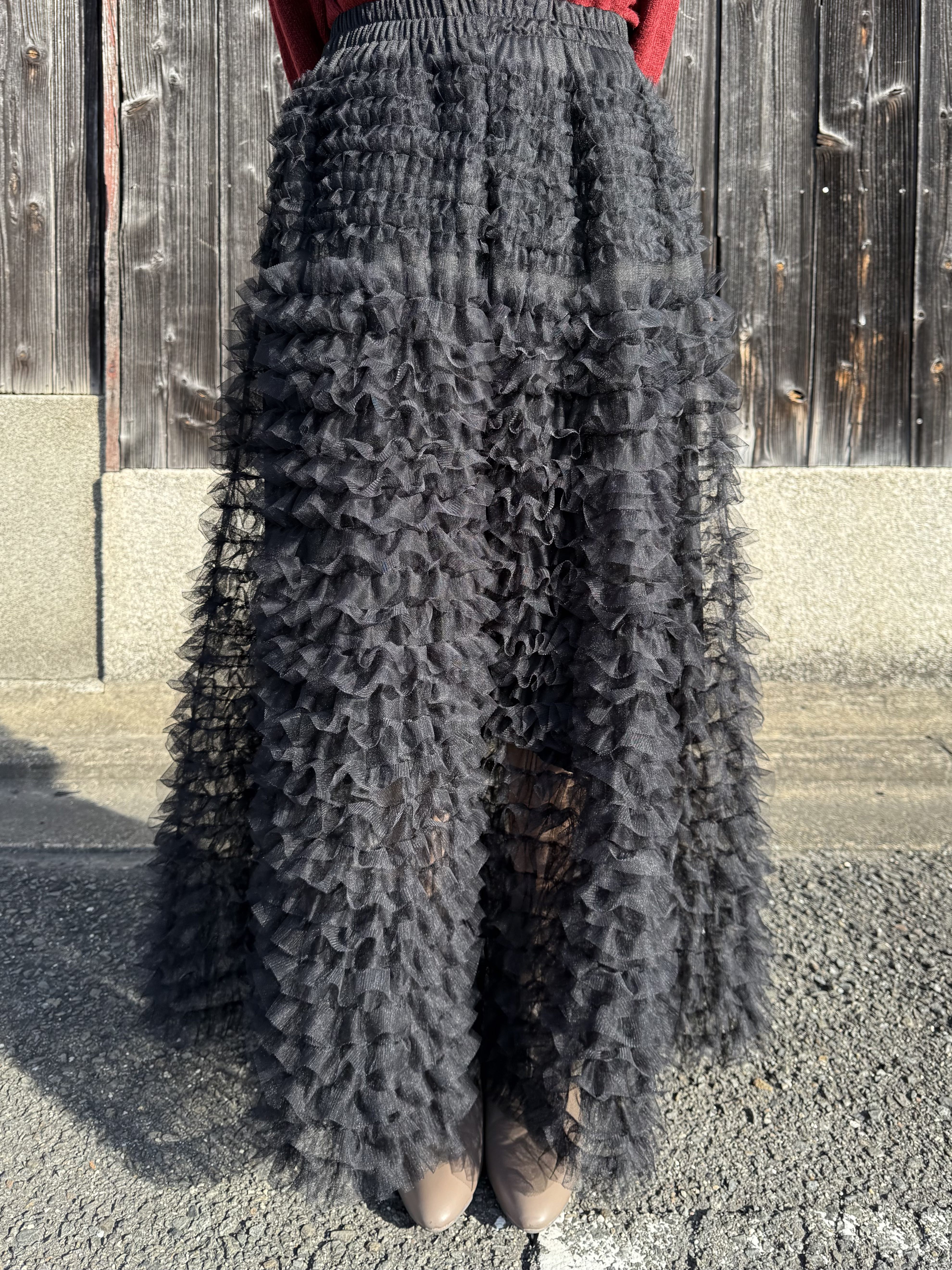 3色•層次紗紗長款半身裙