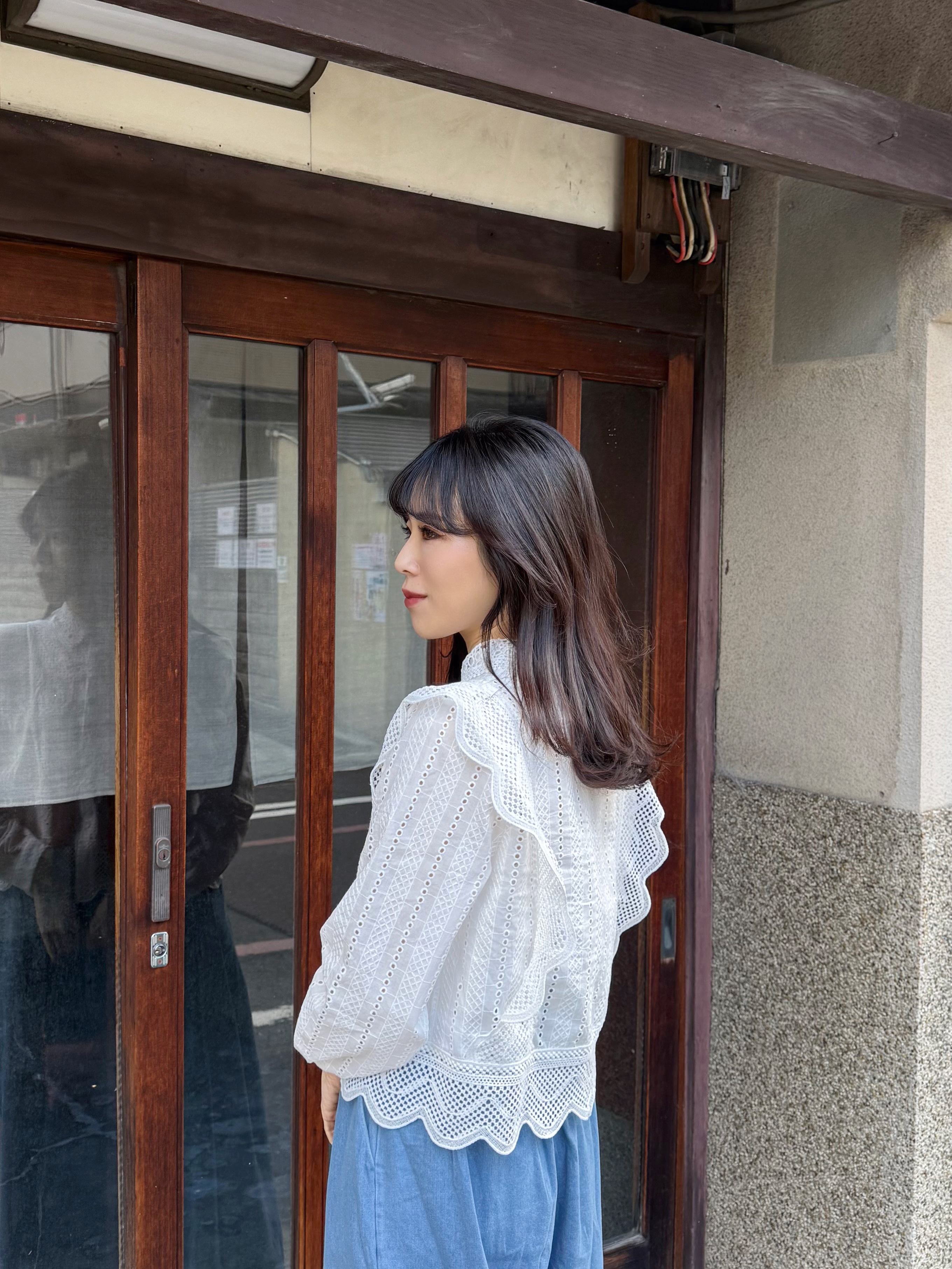 鏤空刺繡純綿恤衫