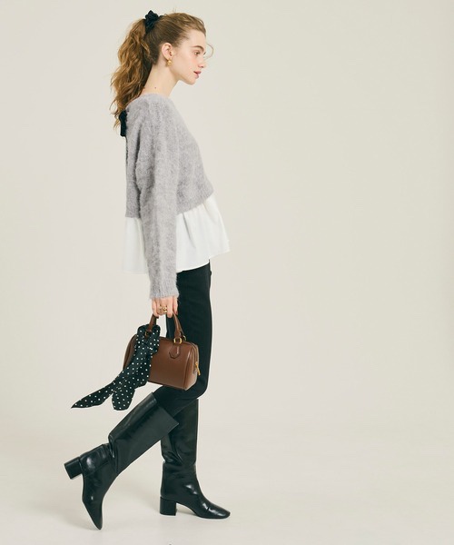 絲絨蝴蝶結傘擺冷衫