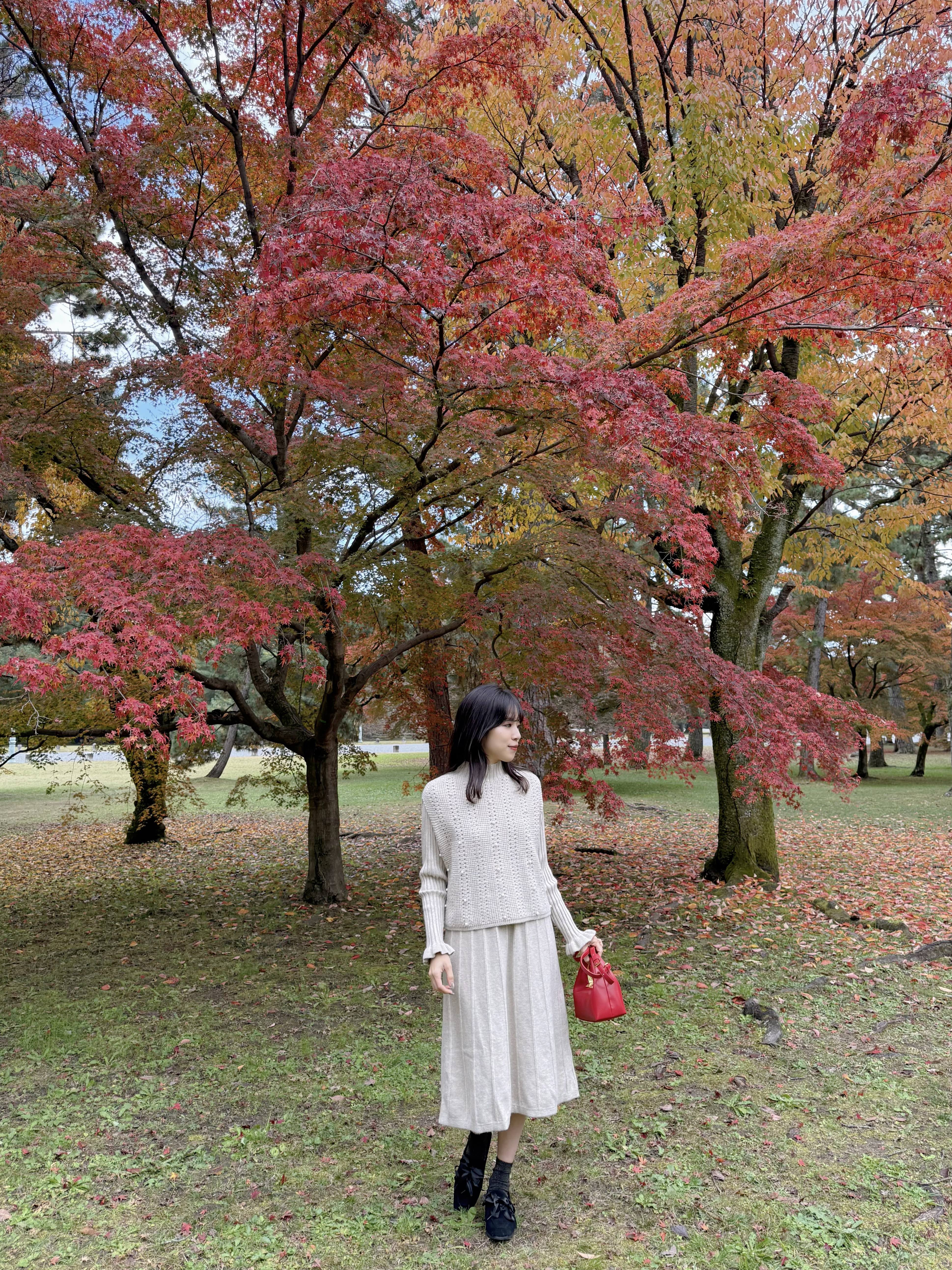 珍珠斗篷針織及膝連身裙