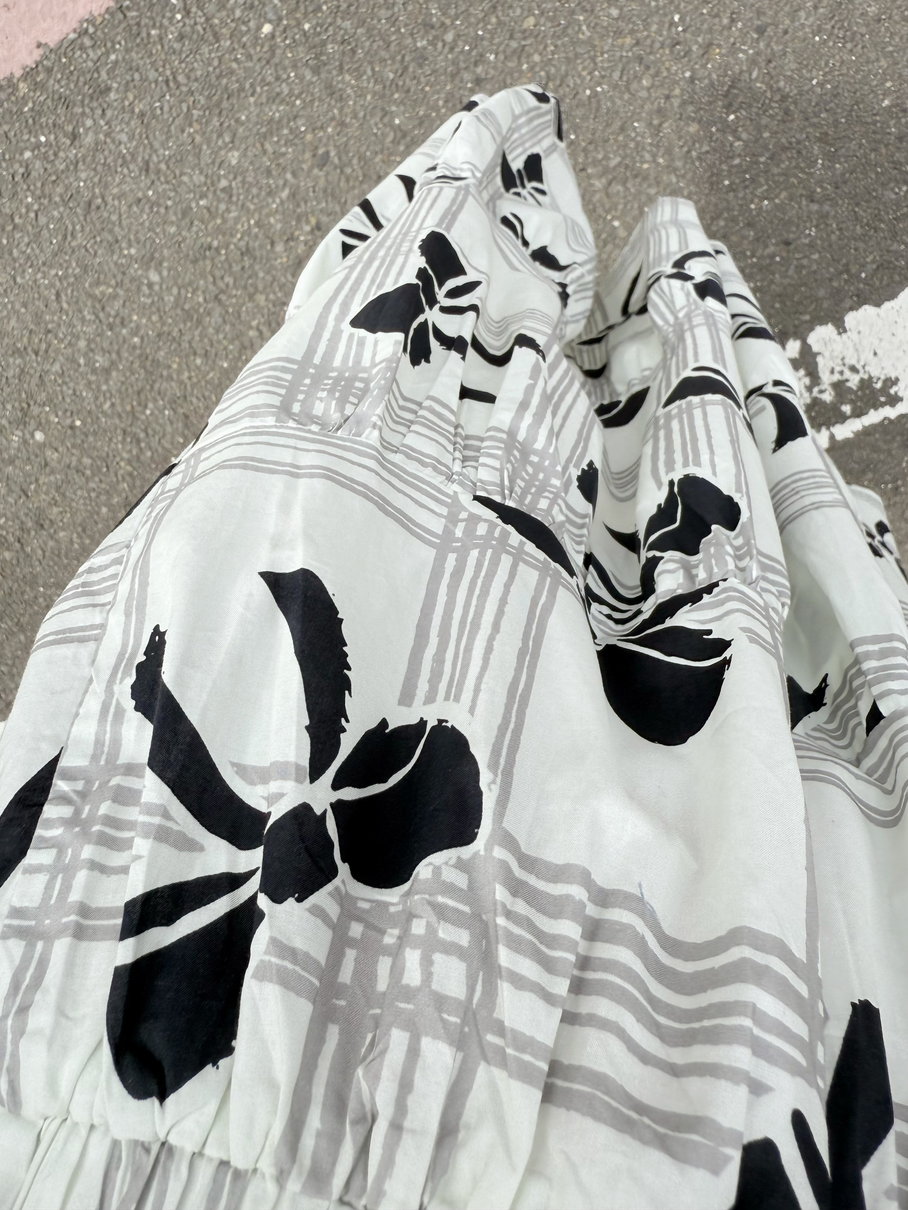 方格蝴蝶結印花半身裙