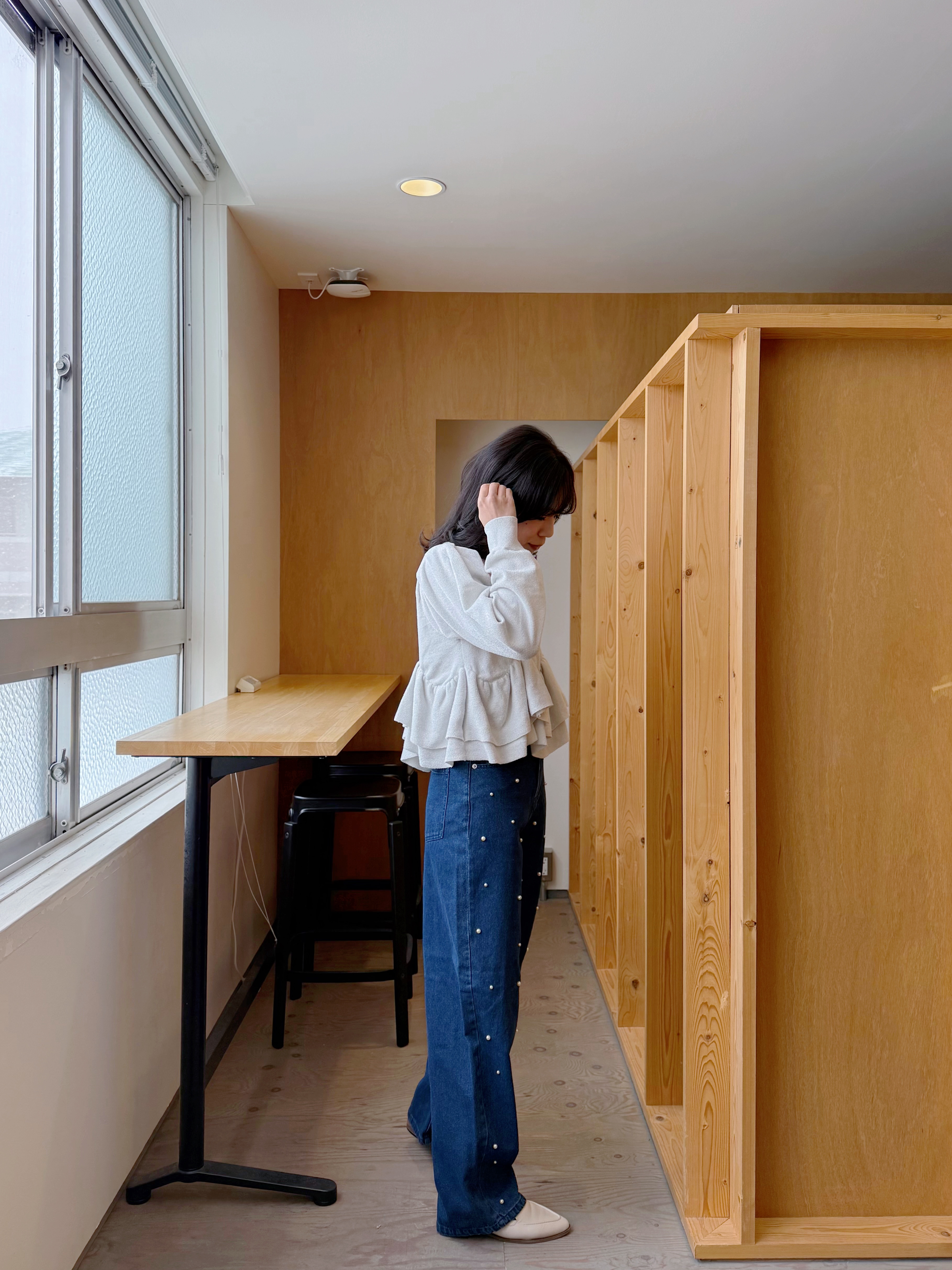 SpecialPrice•2色•珍珠闊腳牛仔褲