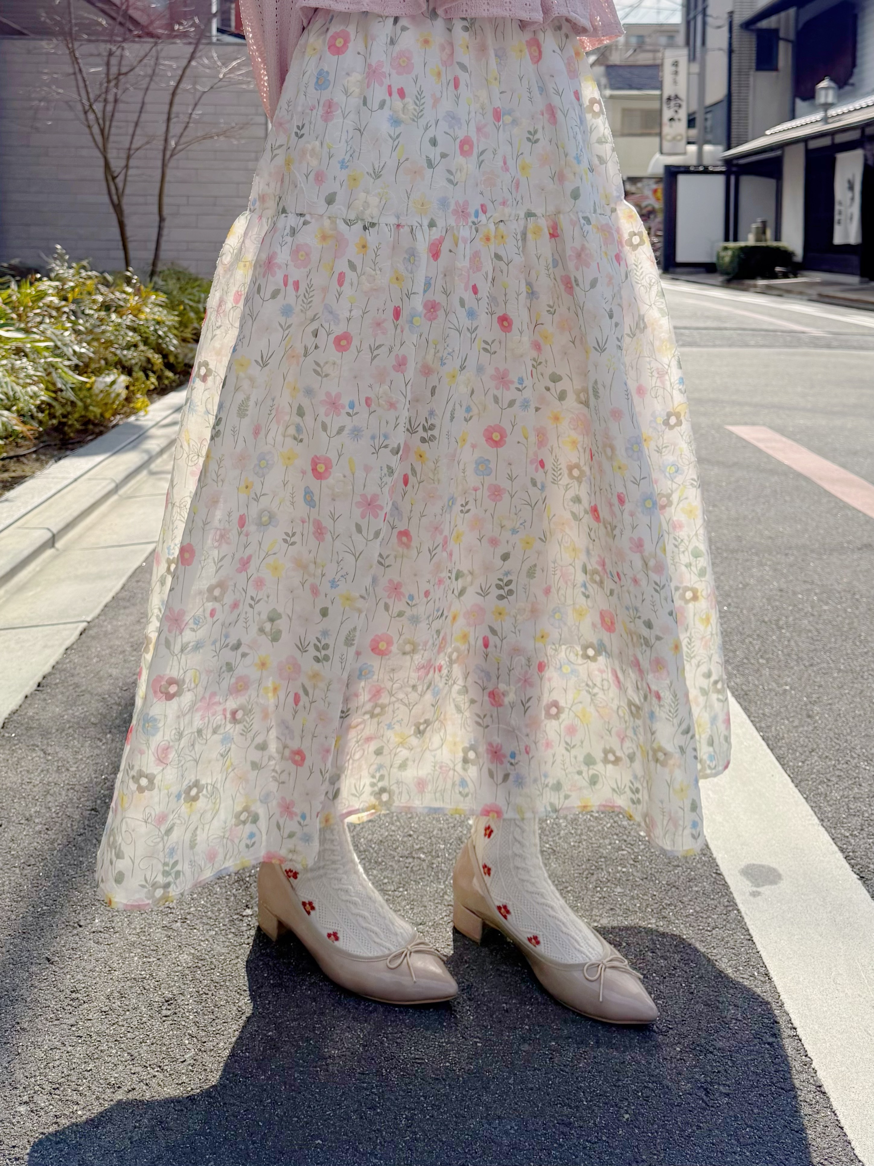 水彩花蕾絲刺繡半身裙