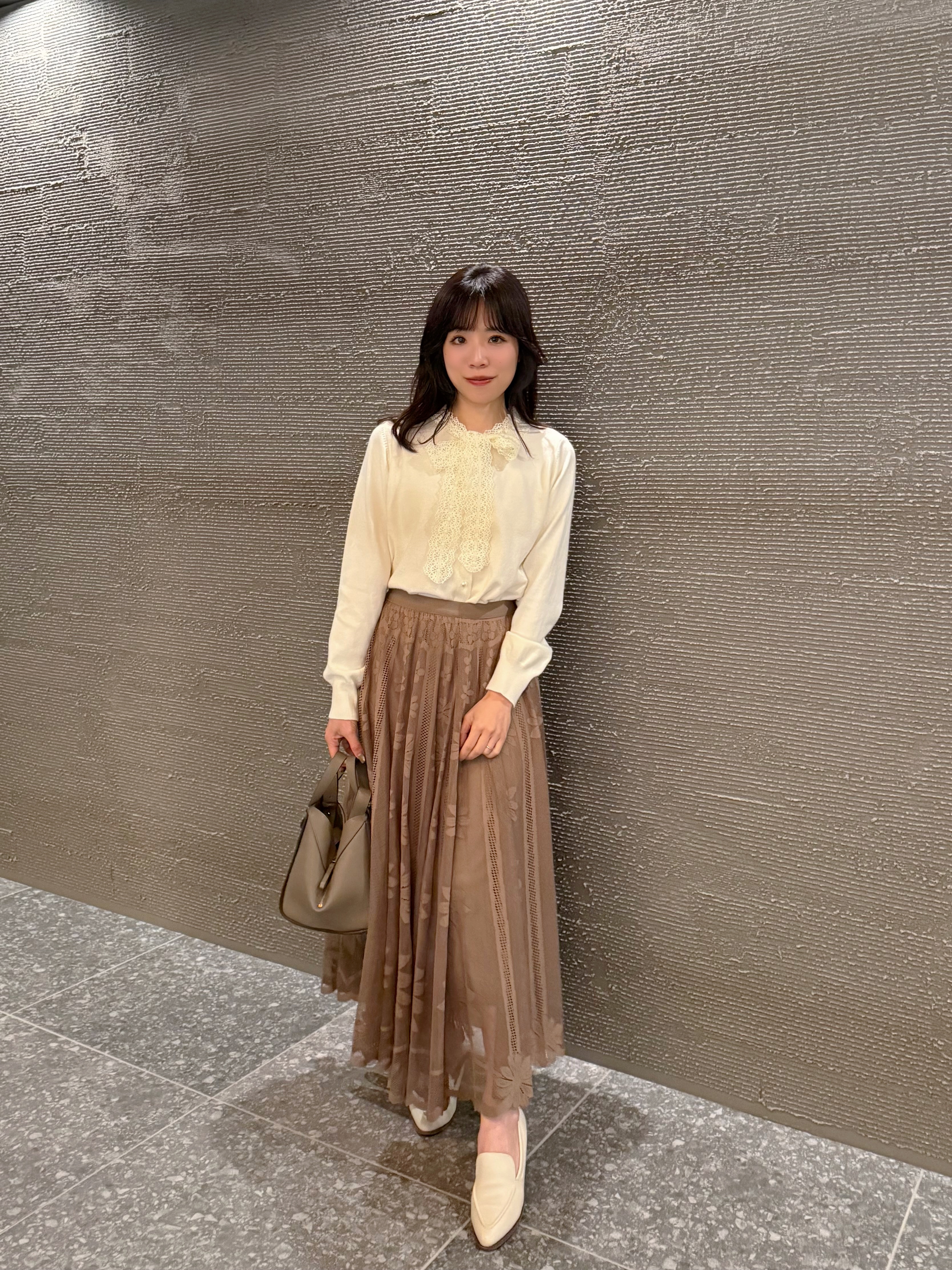 蕾絲蝴蝶結領帶針織外套