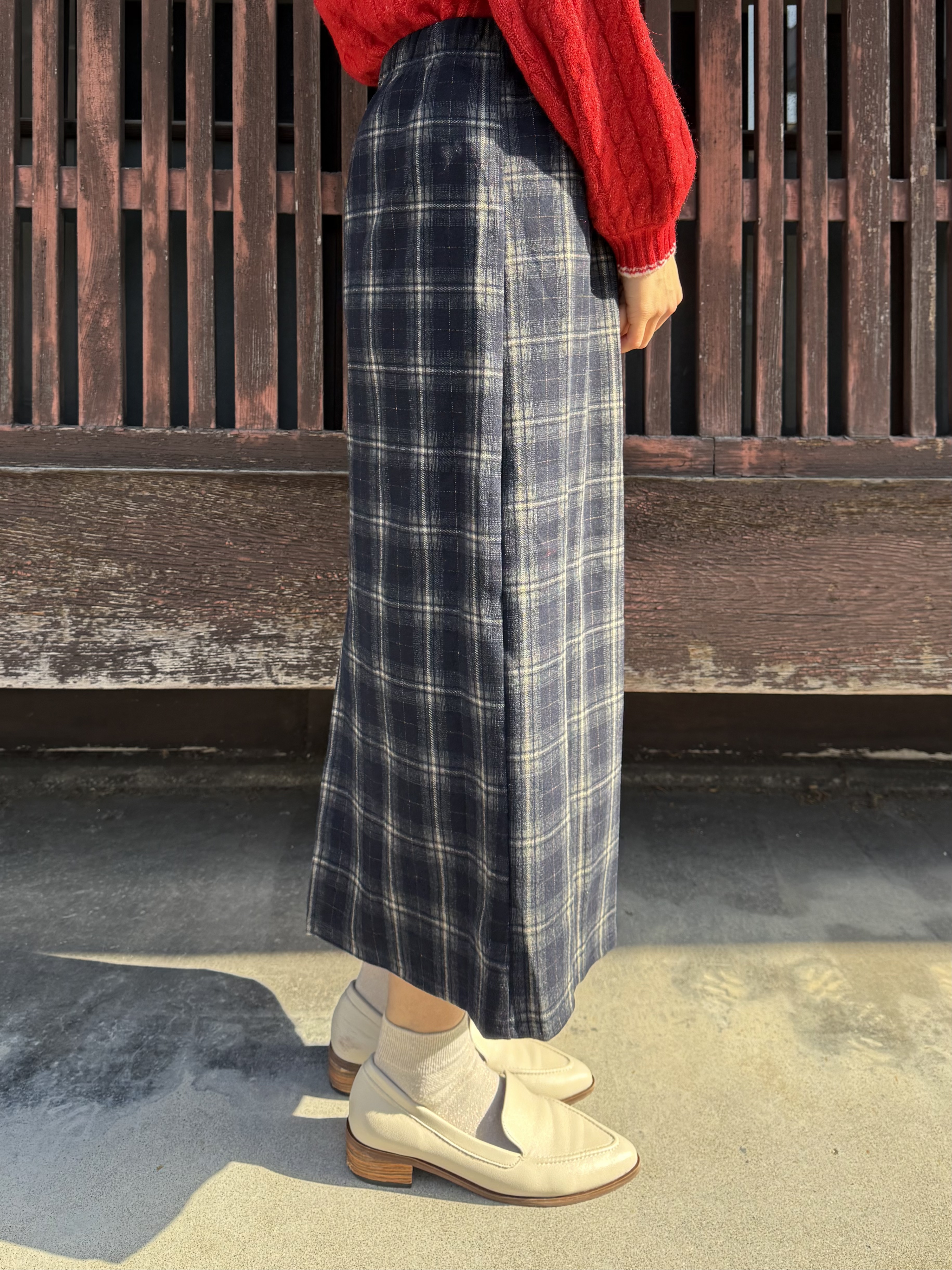 6色•英倫格子薄絨直身裙