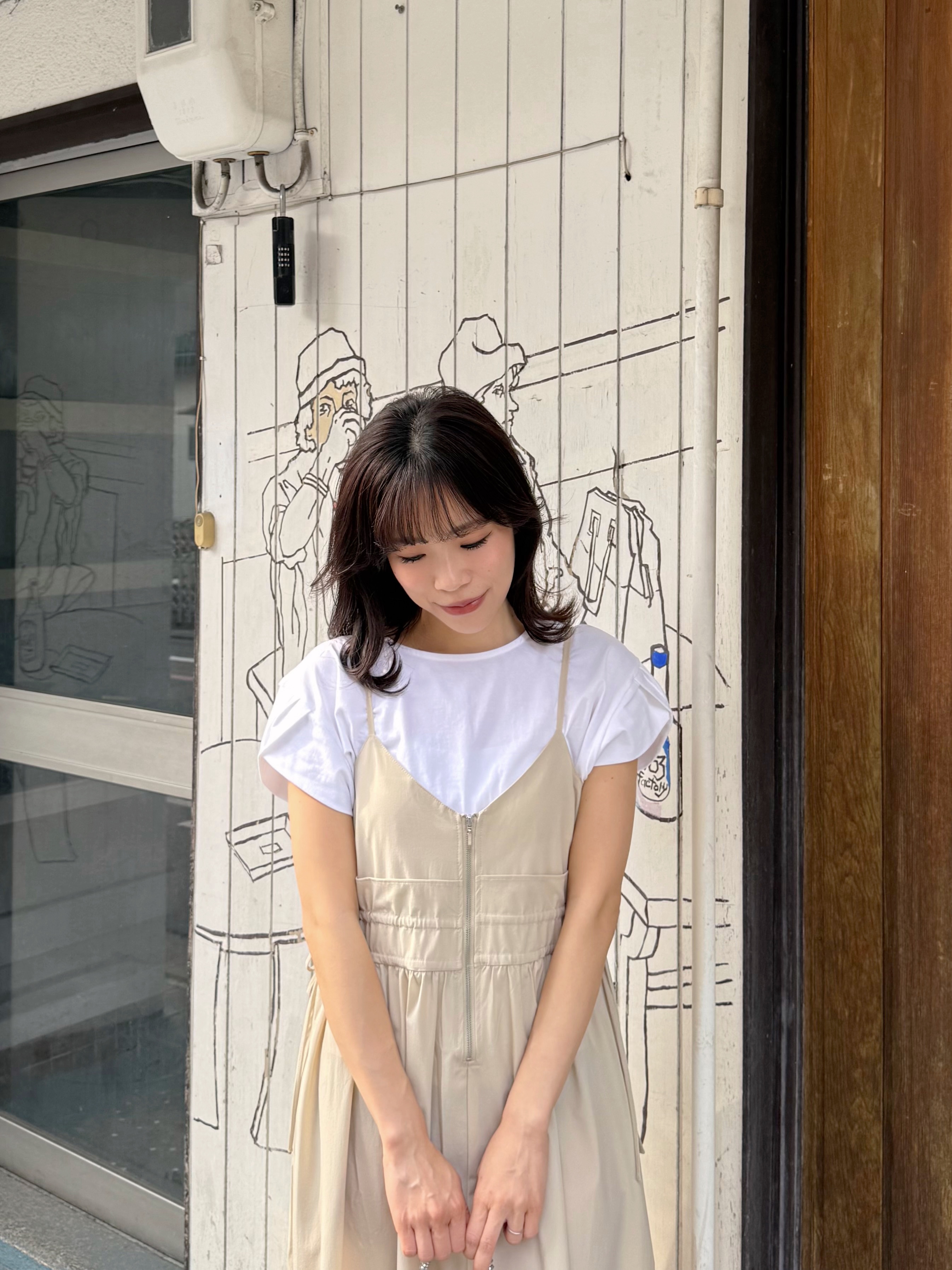 吊帶修腰A line雪紡連身裙