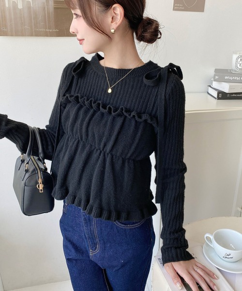 吊帶針織背心 + 長袖上衣