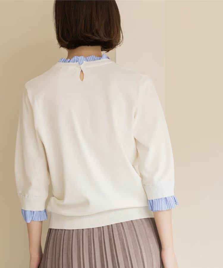 4色•M-L碼•荷葉邊拼接針織上衣(UV防護／隔熱／可機洗)