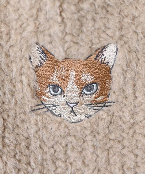 3色•Size F•貓咪刺繡羊羔絨手袋
