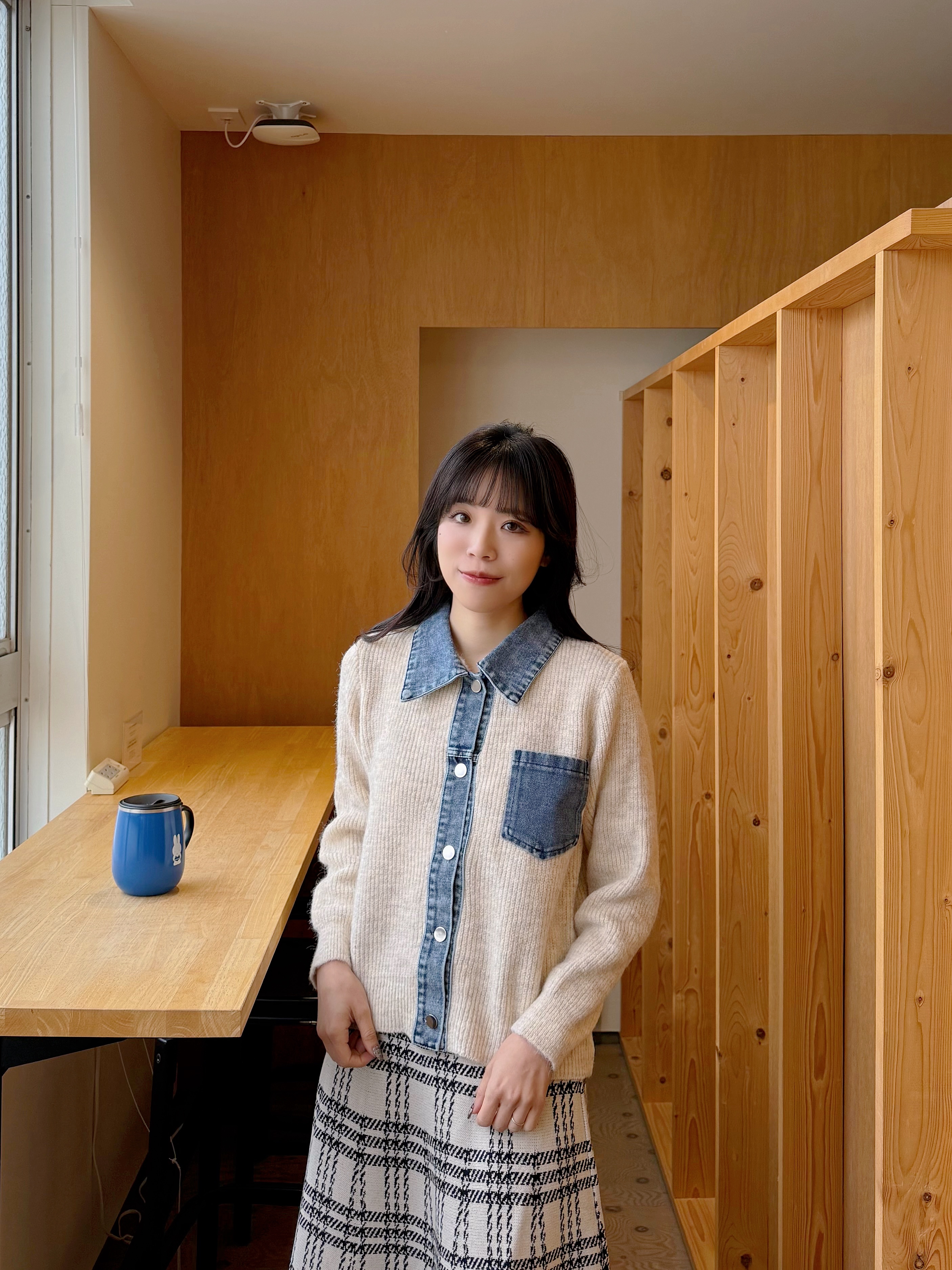 5色•拼牛仔冷衫外套