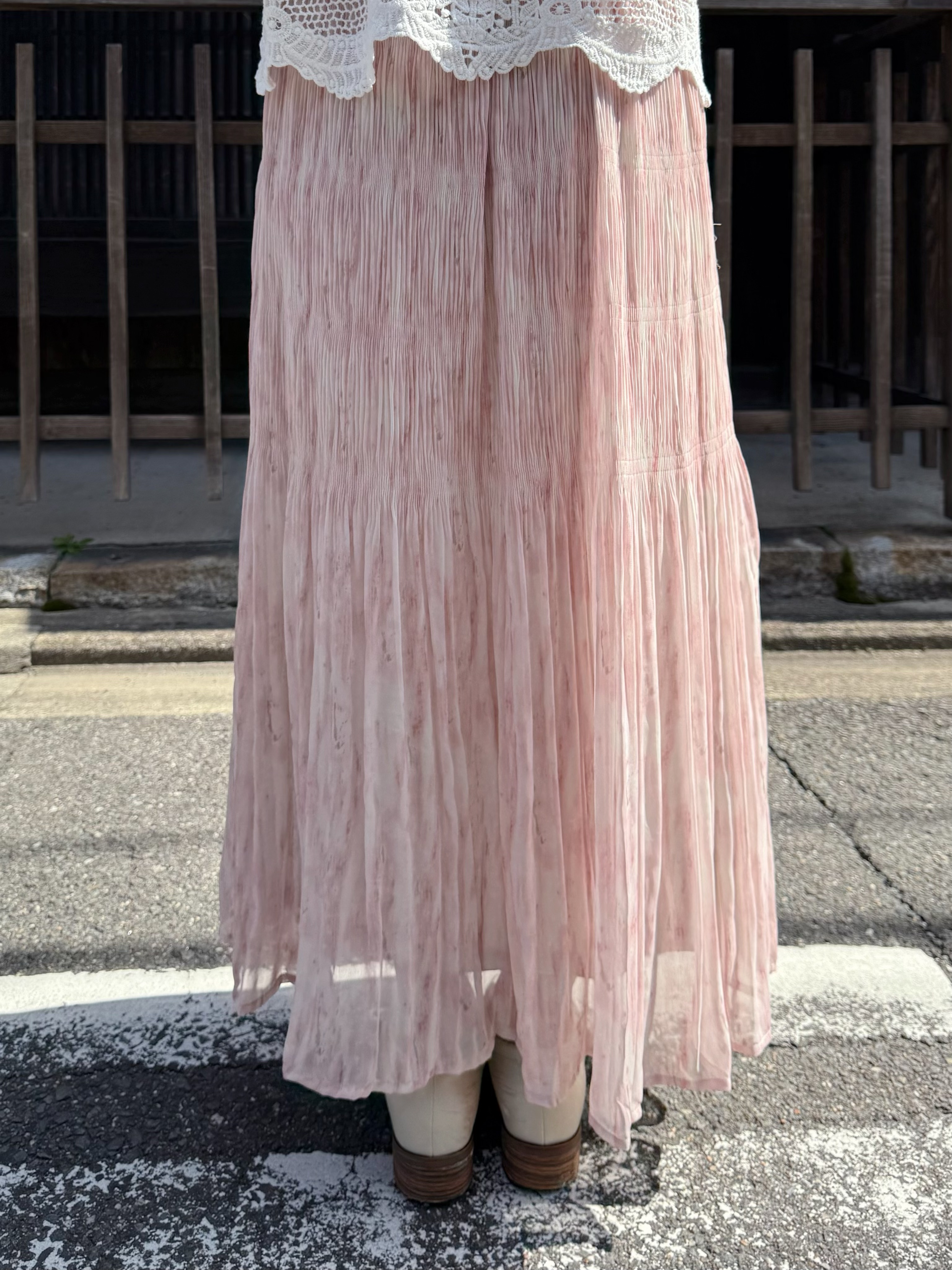 水彩色百摺雪紡半身裙