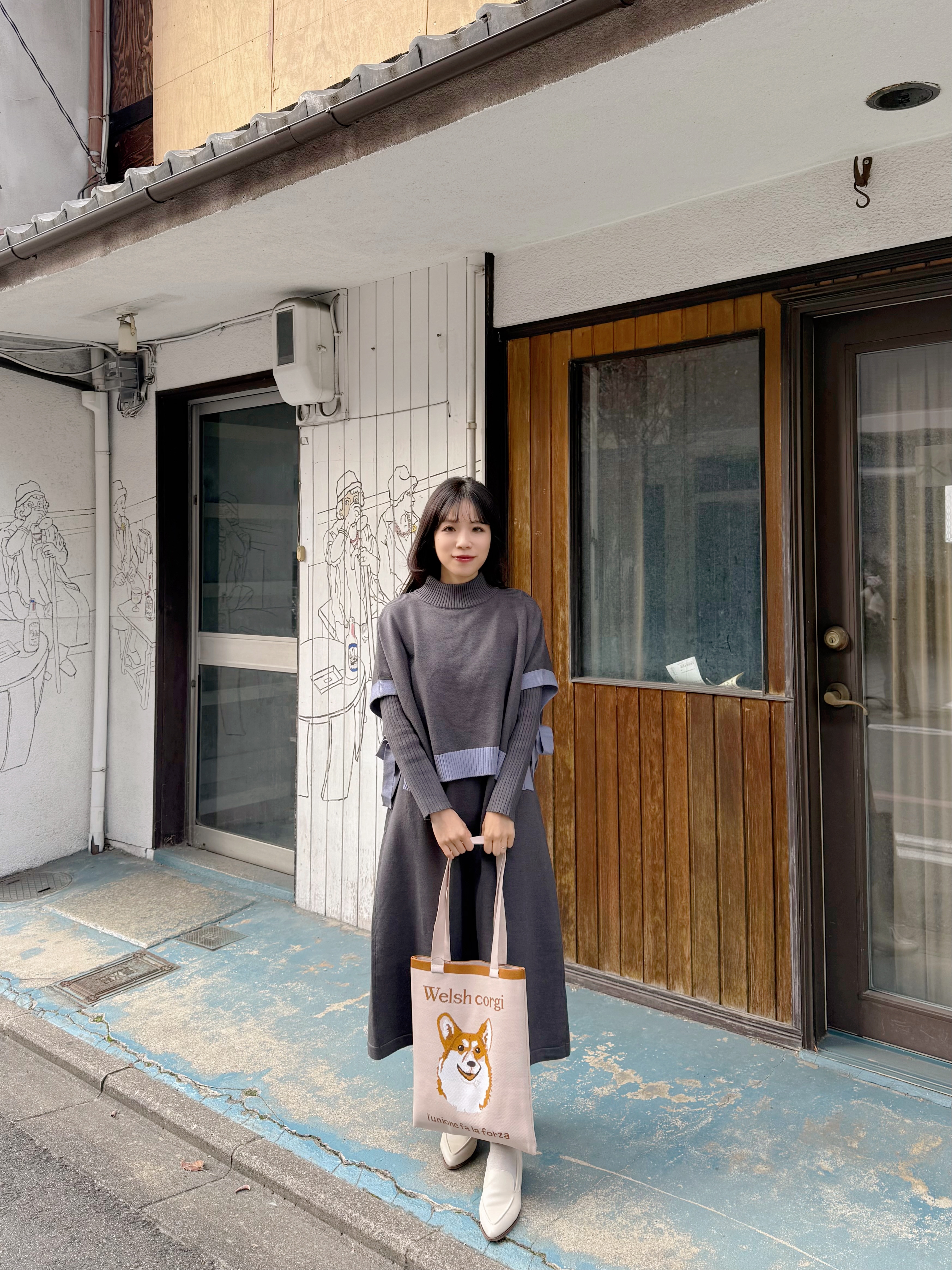 2種長度•10色•拼色斗蓬針織連身裙